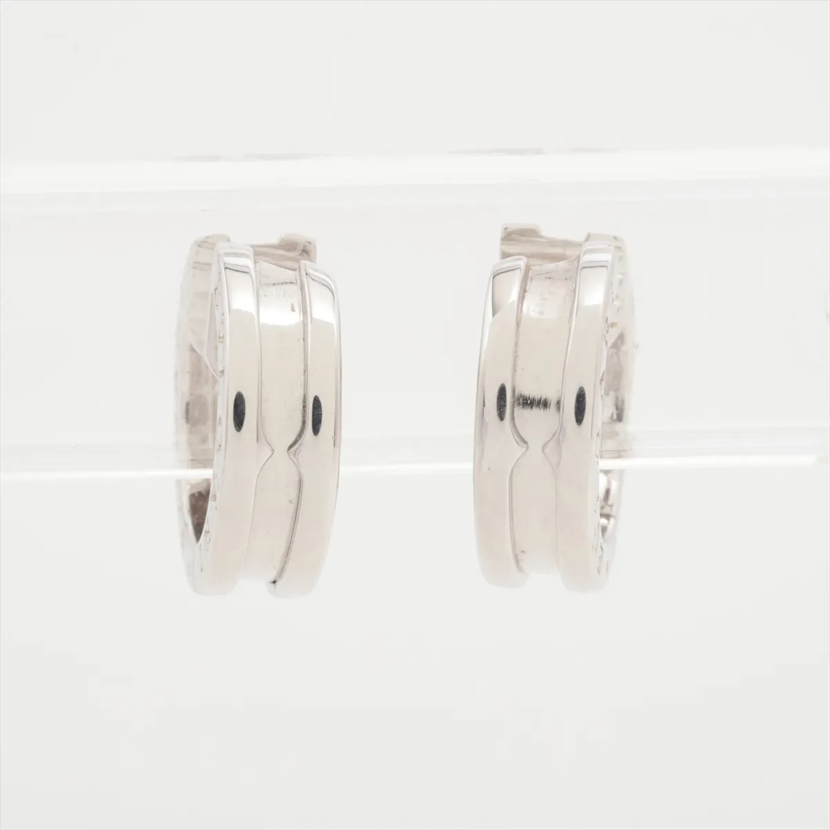 B.zero1 earrings, 750 (WG), 8.2g. Post is bent, soldering is poor, one earring has a loose lock. — view 3