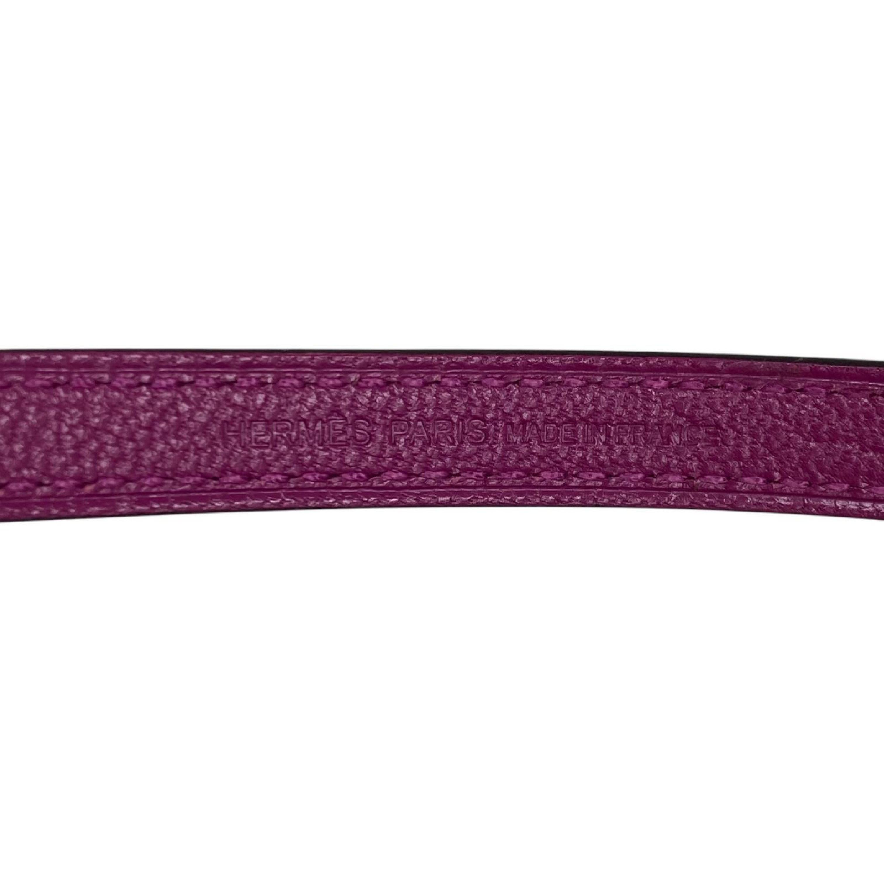 【*Shipped from: Hong Kong*】HERMES Purple Mysore Goatskin Palladium Plated Metal Synthetic To Go Bi-fold Wallet with Strap Stamp C — view 11