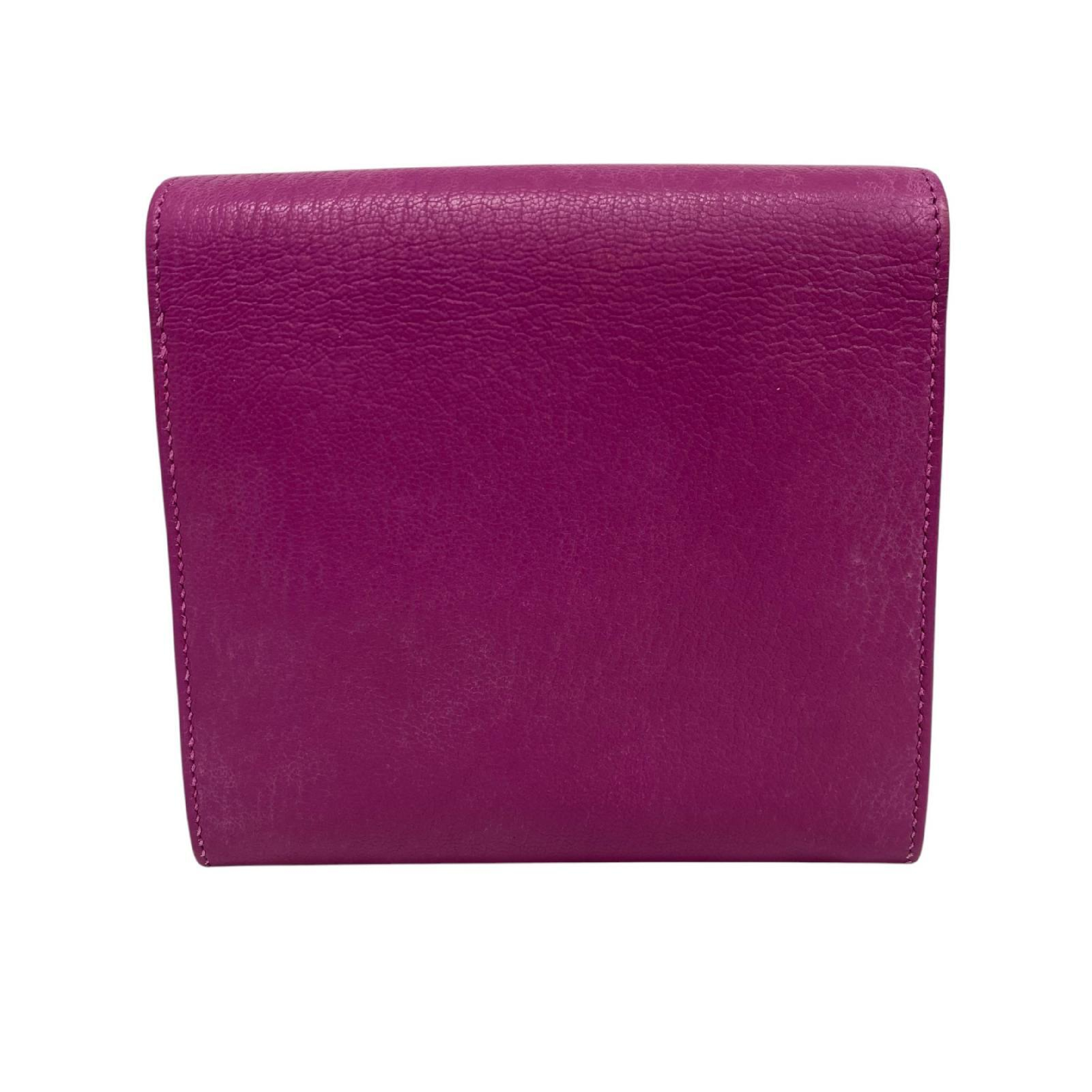 【*Shipped from: Hong Kong*】HERMES Purple Mysore Goatskin Palladium Plated Metal Synthetic To Go Bi-fold Wallet with Strap Stamp C — view 3