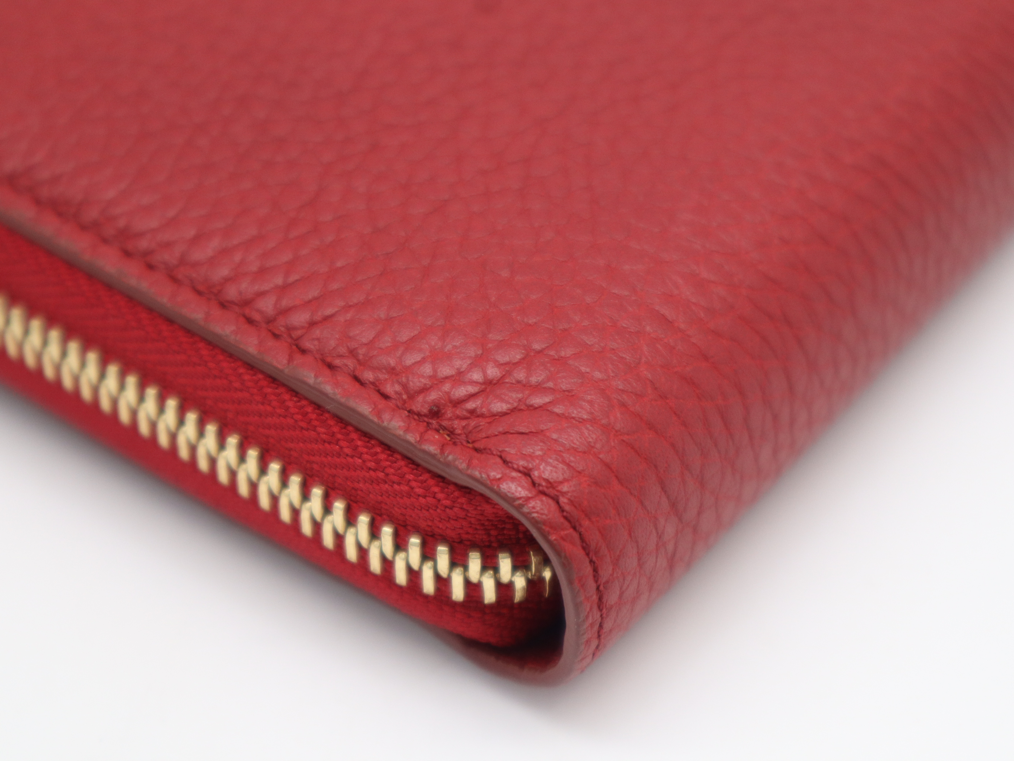 Leather Round Zip Wallet, Wine Red/Yellow, Silver Hardware, with Dust Bag — view 7