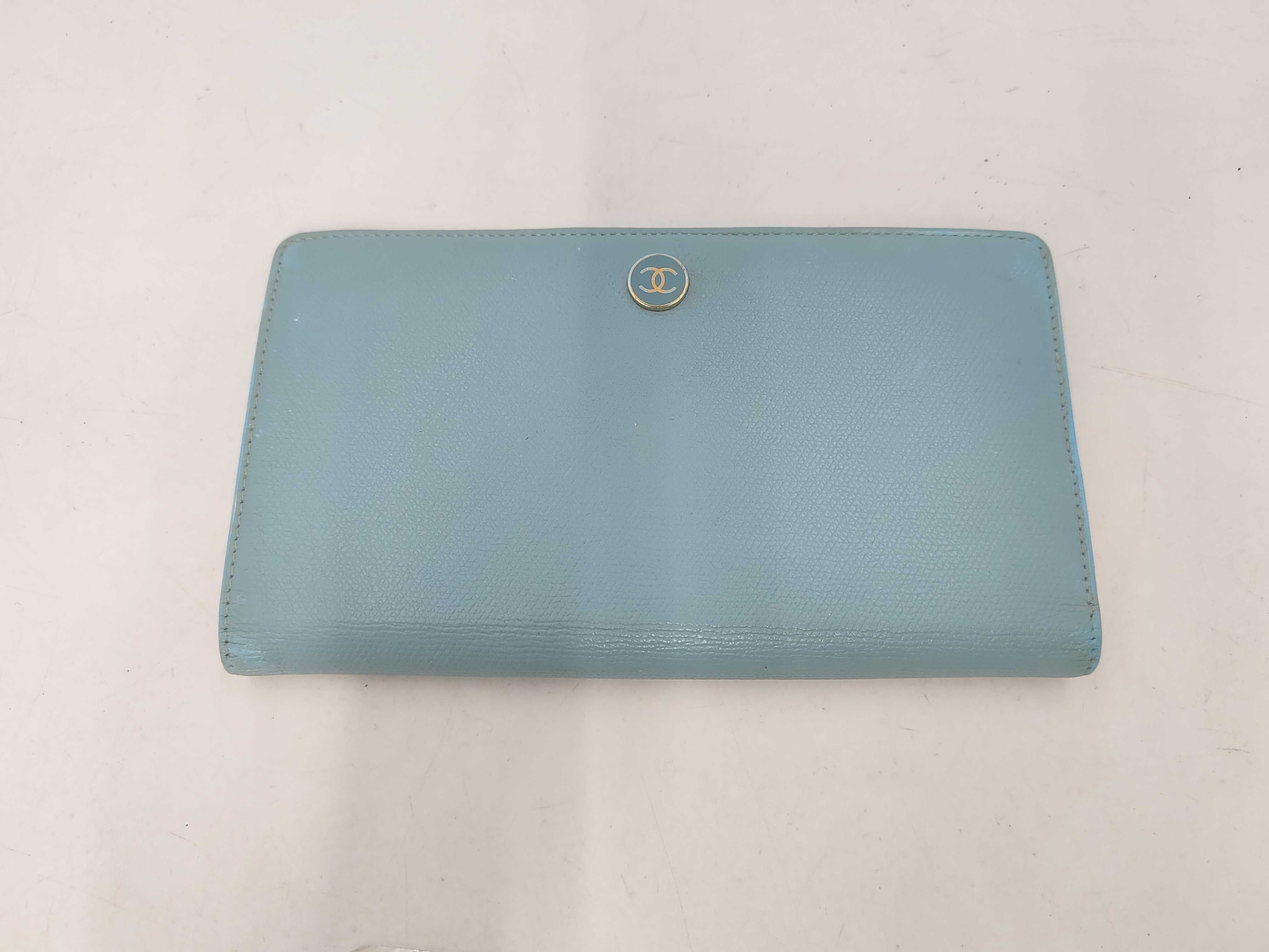 Leather Coco Button Bi-fold Long Wallet Bag