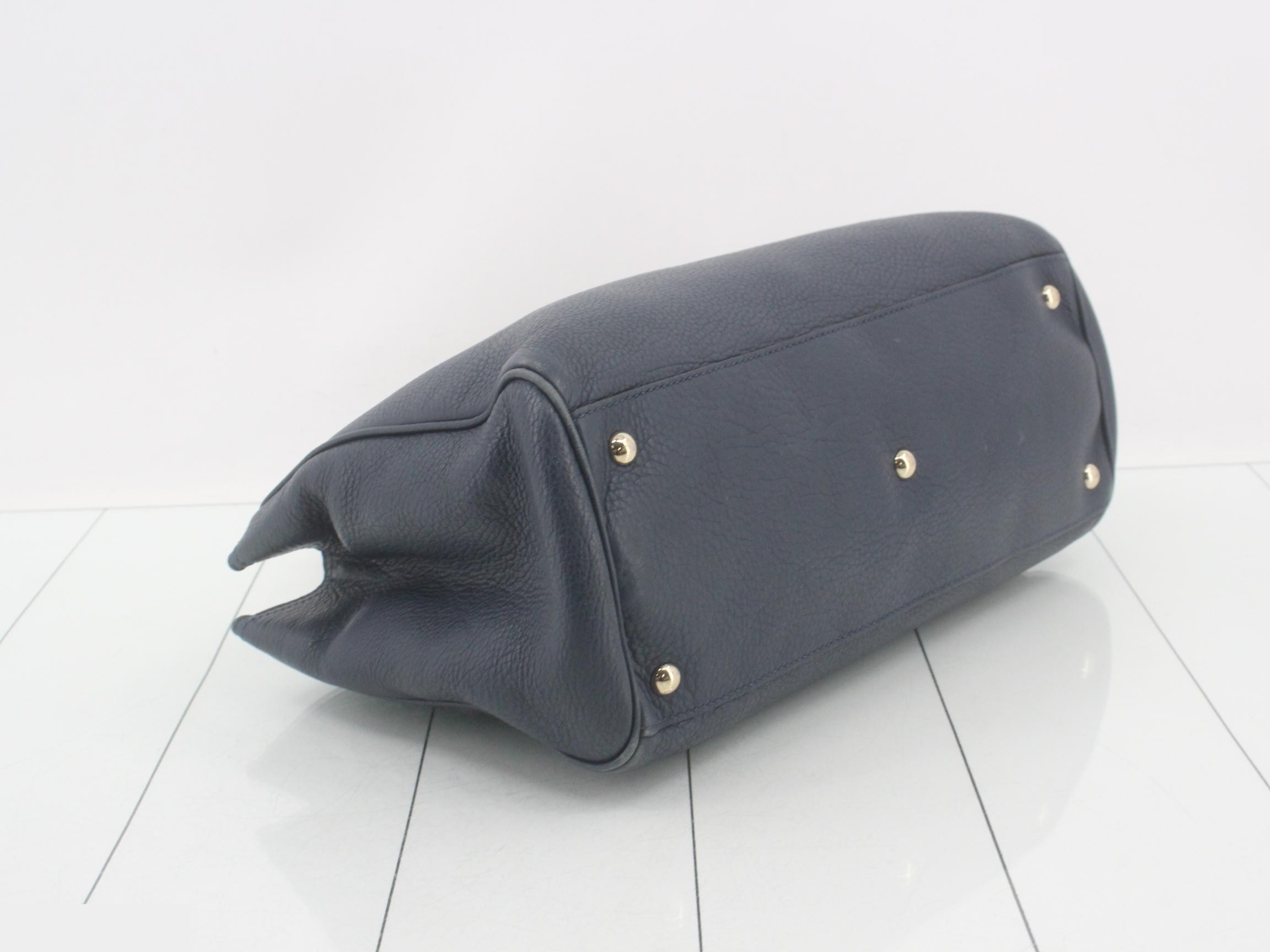 Bamboo Shopper Leather Navy Handbag — view 5