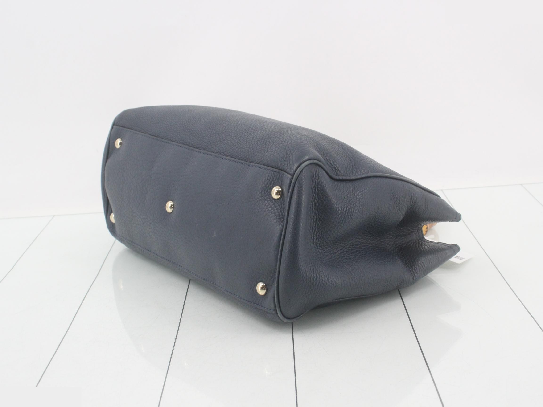 Bamboo Shopper Leather Navy Handbag — view 6
