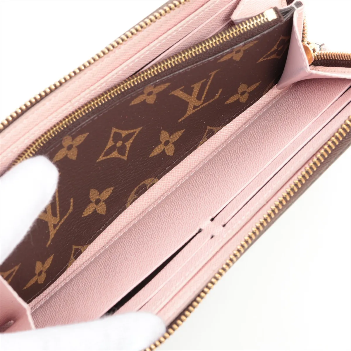 Monogram Portefeuille Clemence M61298 CA3155 Rose Ballerine Round Zip Wallet — view 6