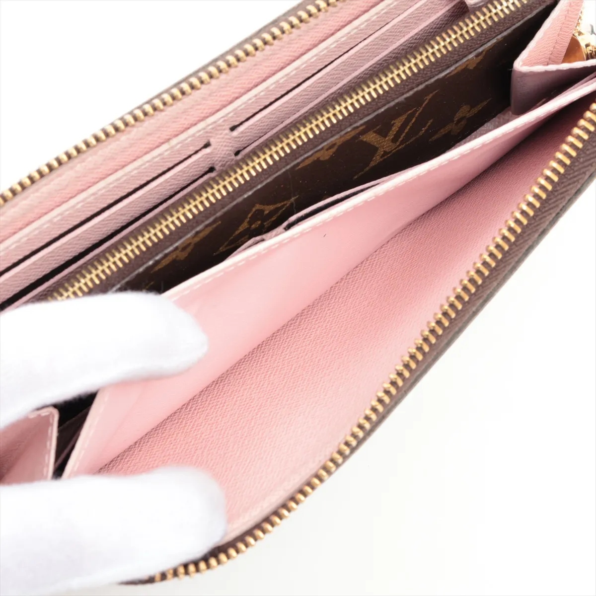 Monogram Portefeuille Clemence M61298 CA3155 Rose Ballerine Round Zip Wallet — view 7
