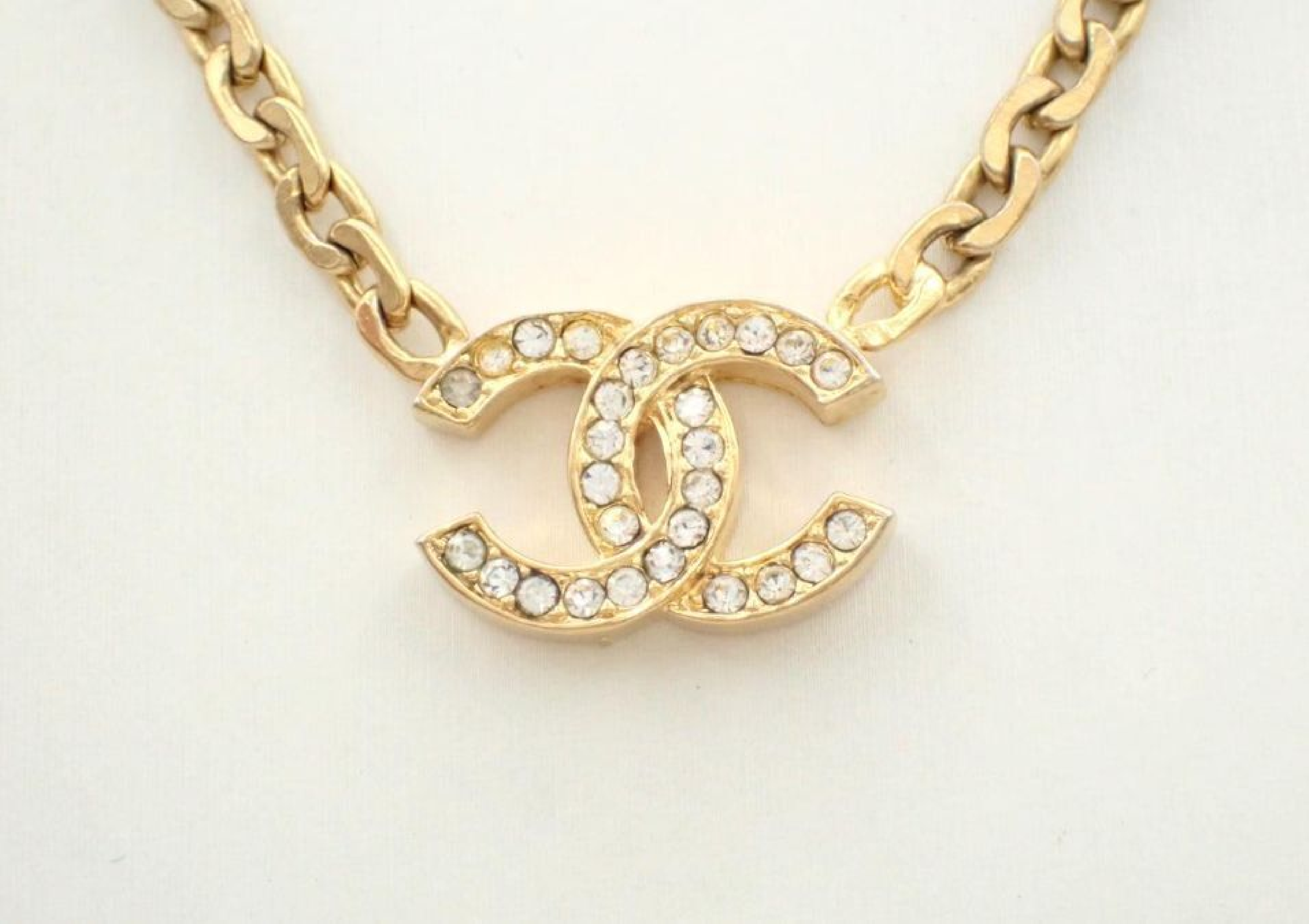 Coco Rhinestone Necklace, Gold Chain (approx. 38cm), with markings, 1983. — view 2