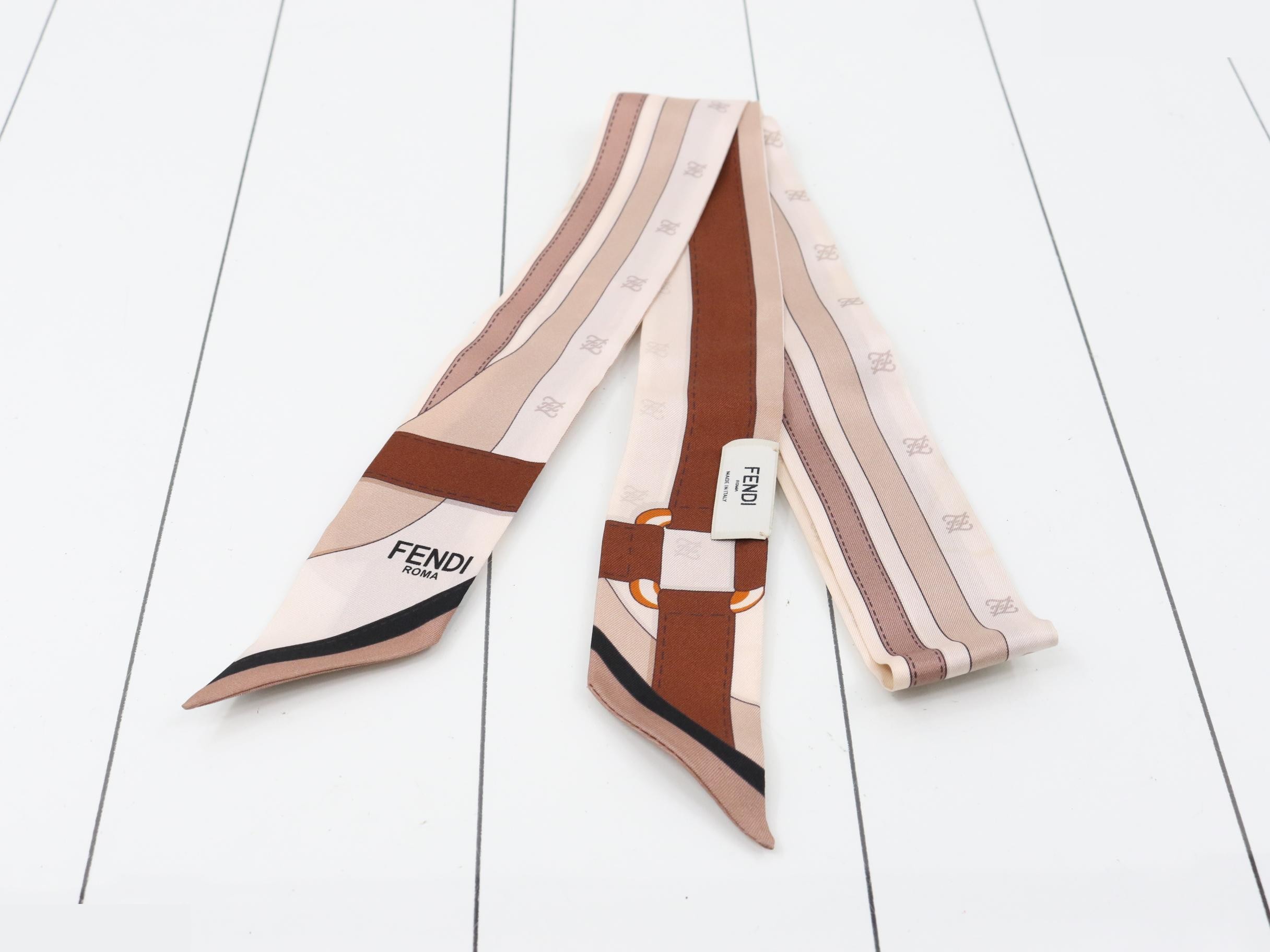 FF Calligraphy Twilly Silk Brown — view 2