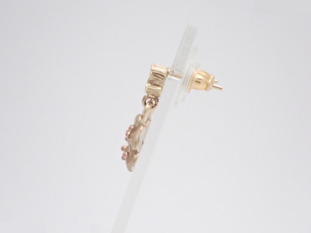 earrings, B13C, Coco Mark flower design, 2cm height, with stone. — view 3