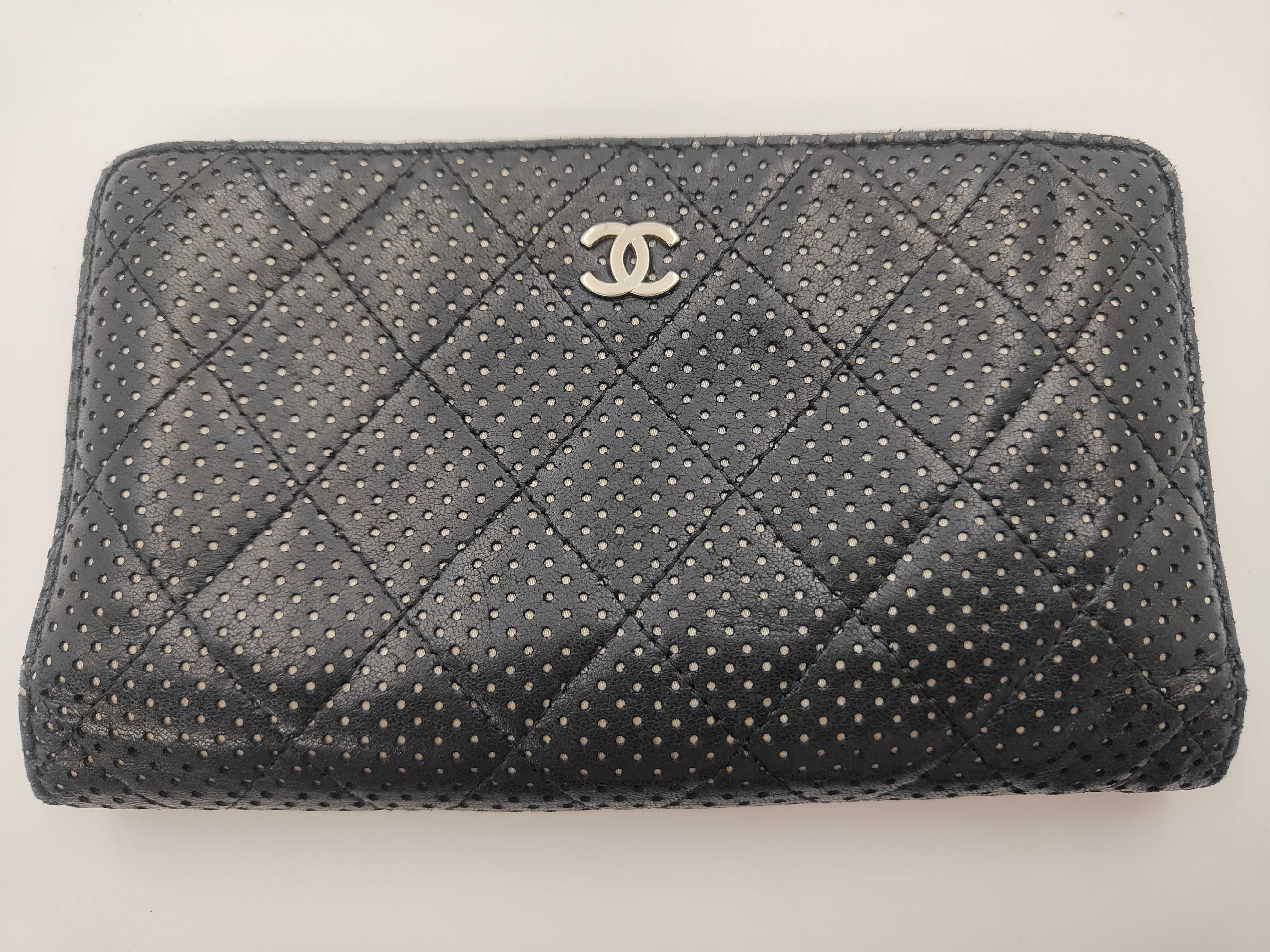 perforated leather wallet