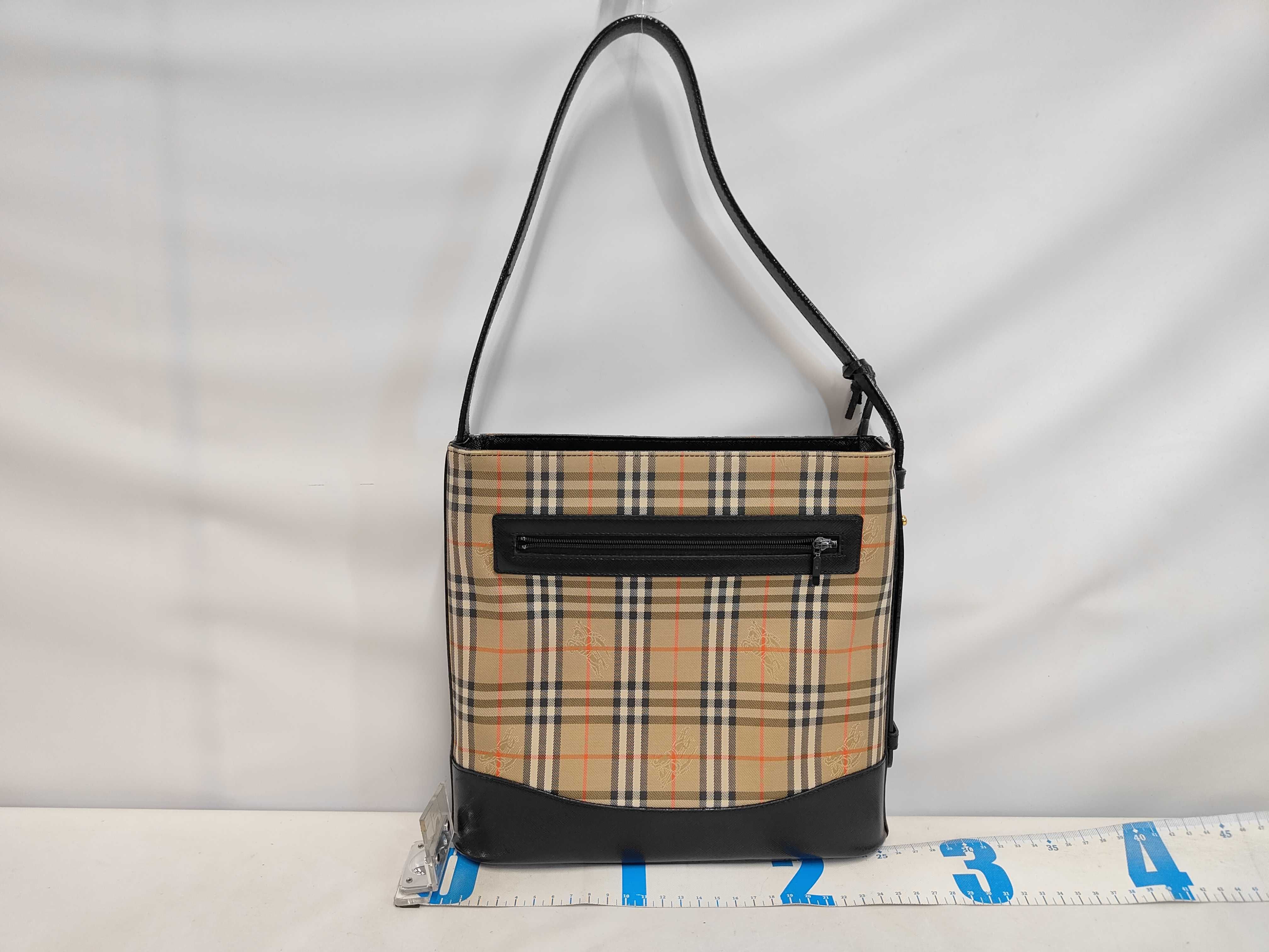 Shoulder Bag, Black Nova Check Canvas Leather Shoulder Bag — view 2