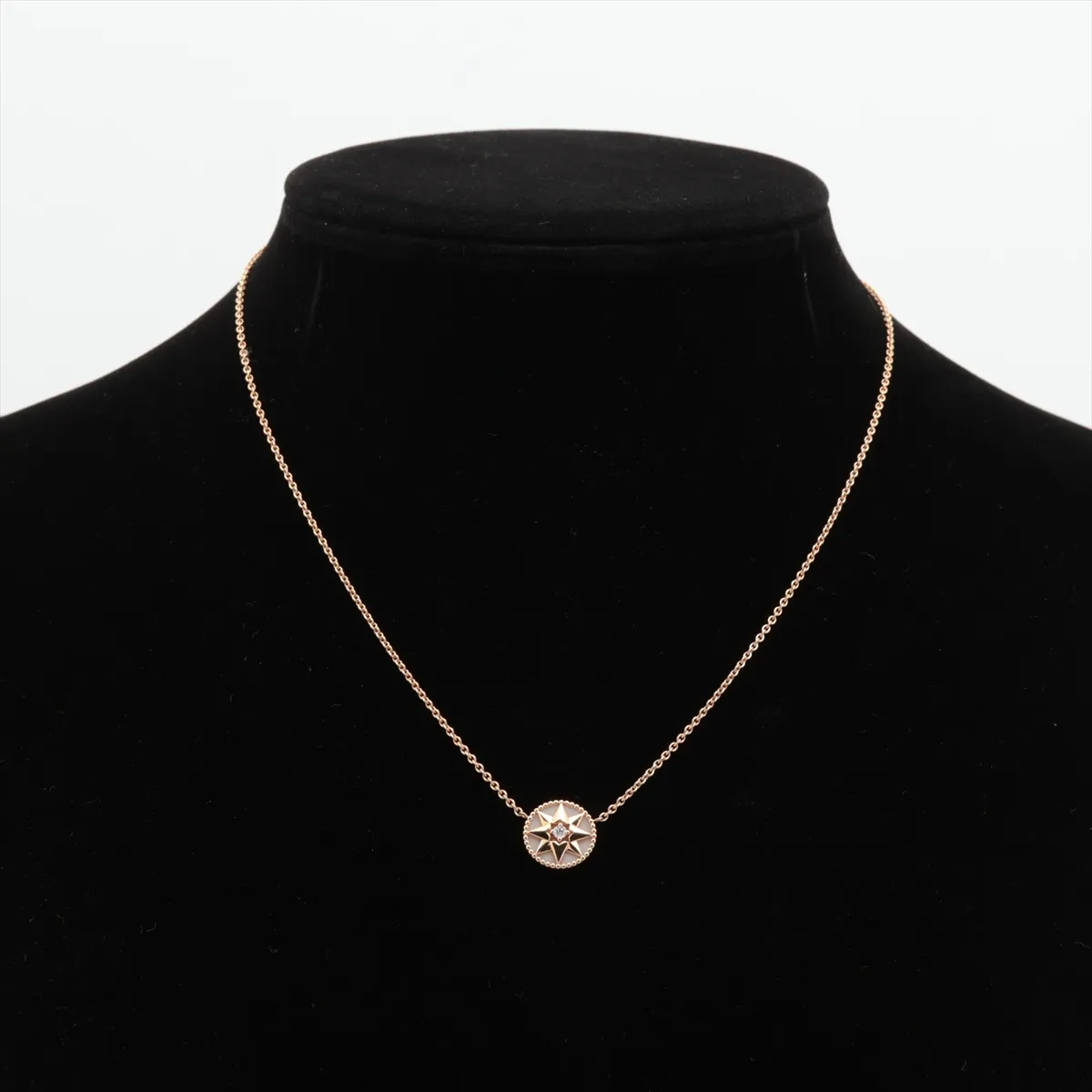 Rose des Vents 1P Pink Opal Diamond Necklace 750 (PG) 3.9g 147632 (Stone has — view 5