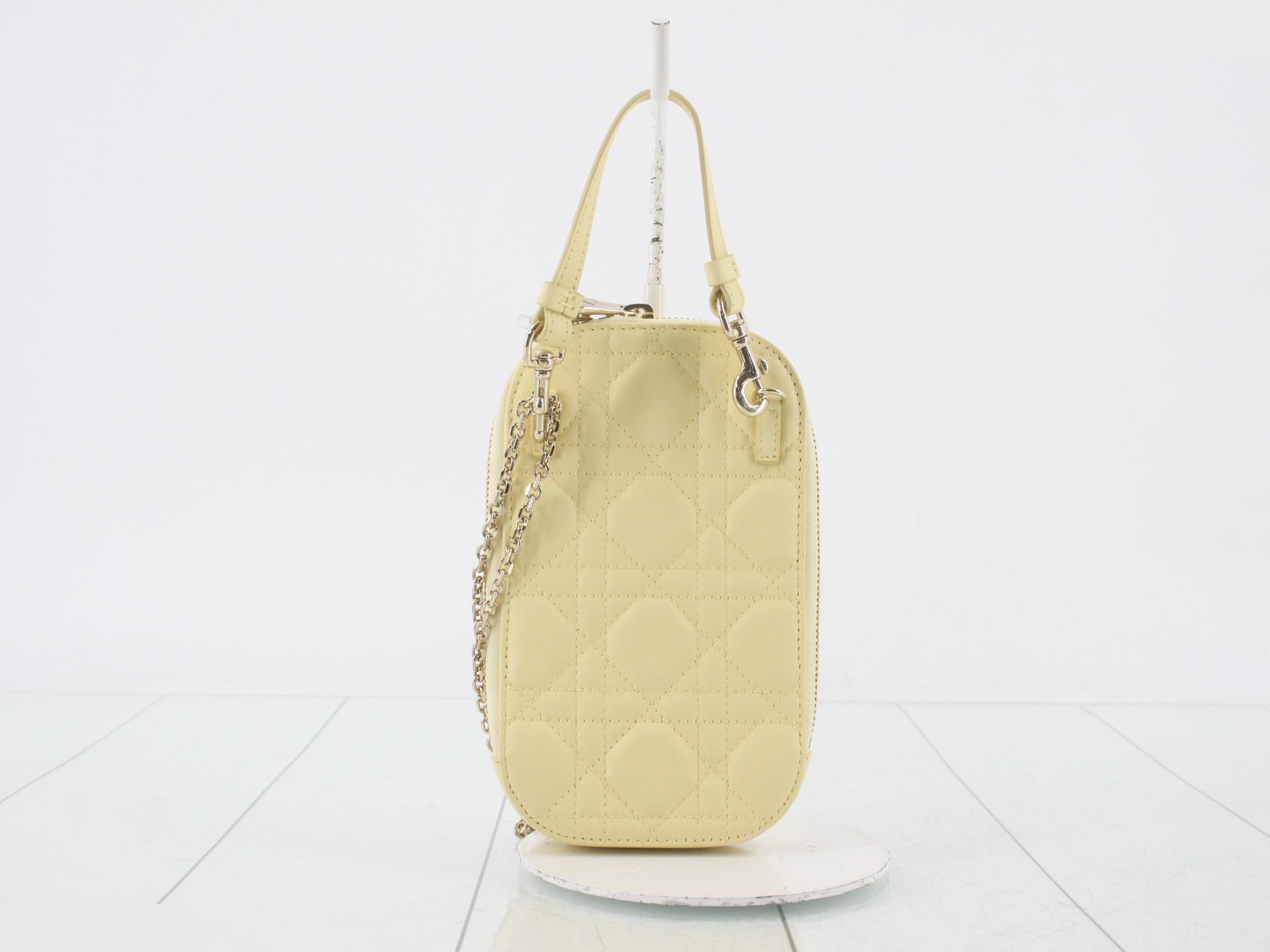 Lady Dior phone holder shoulder bag, cream — view 2