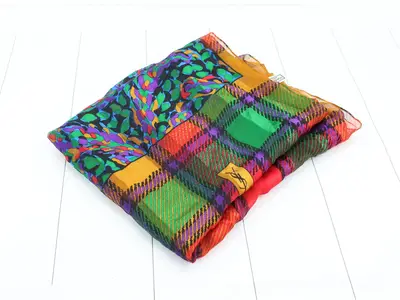 Check Paisley Pattern Long Stole Scarf