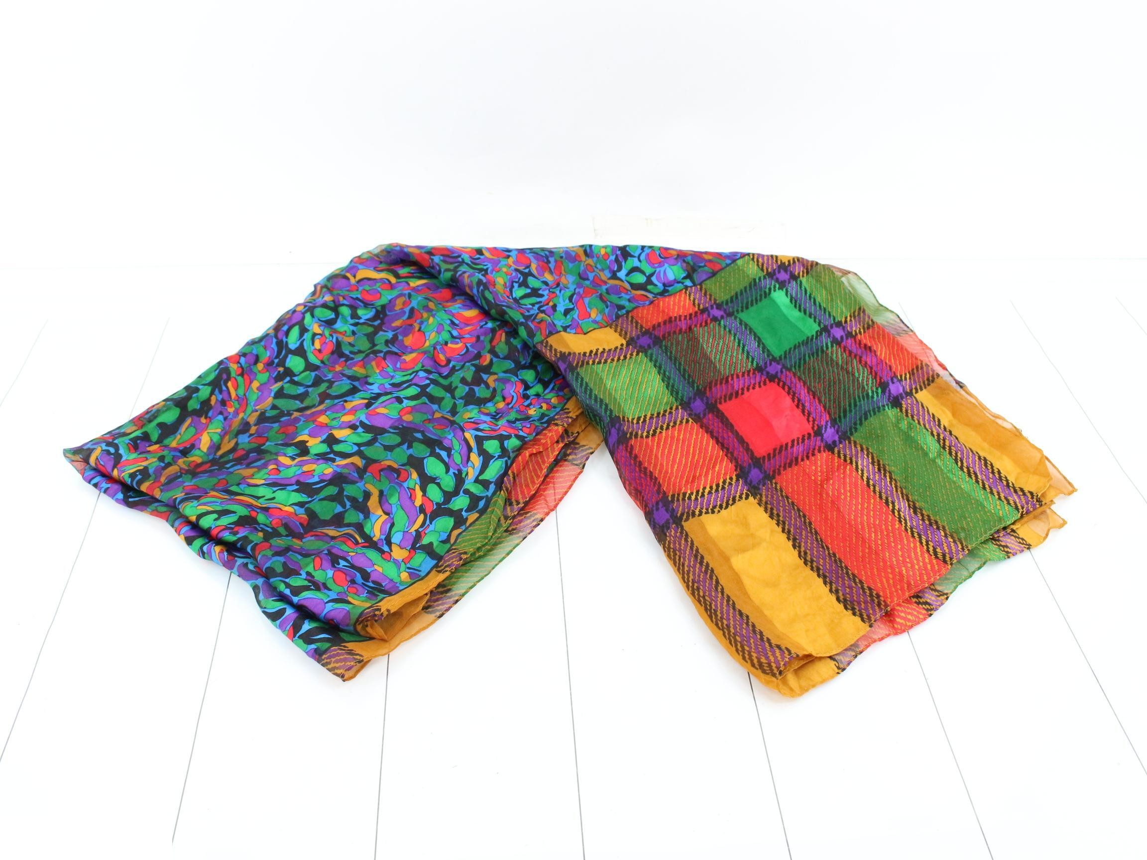 Check Paisley Pattern Long Stole Scarf — view 2
