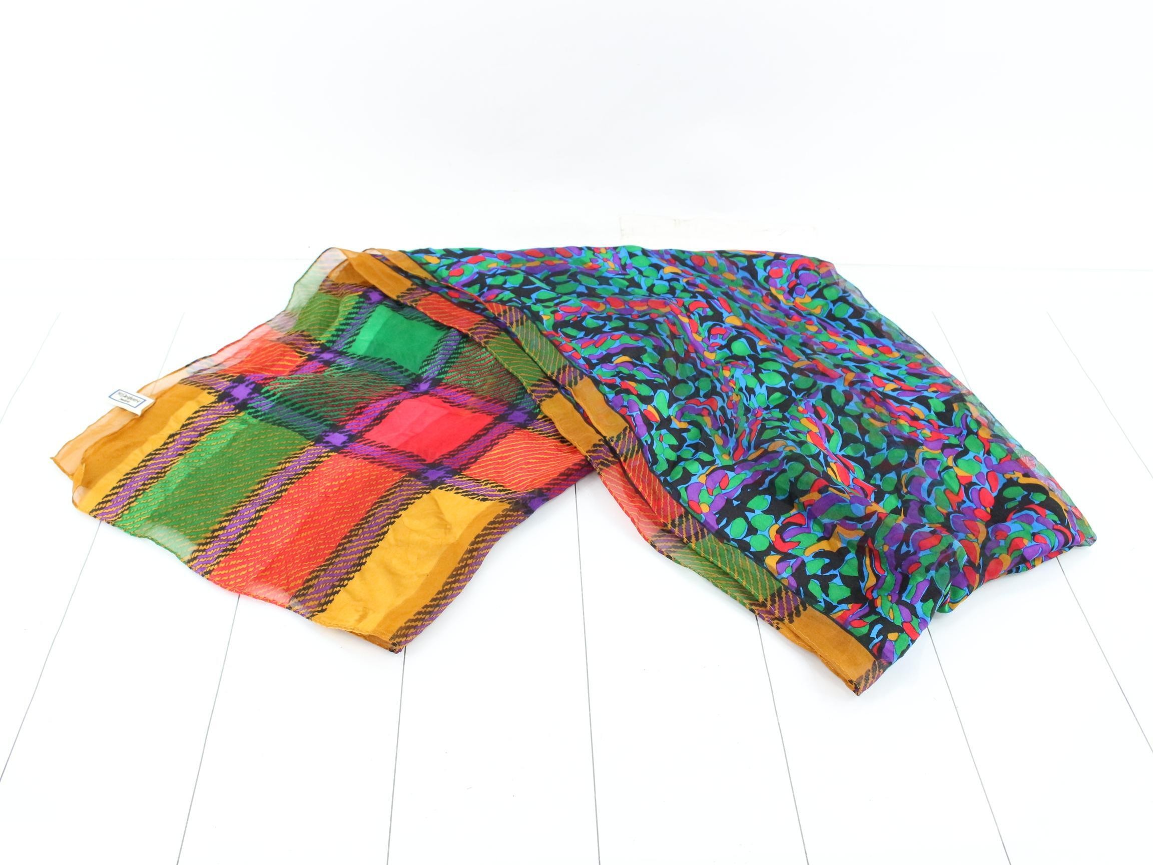 Check Paisley Pattern Long Stole Scarf — view 3