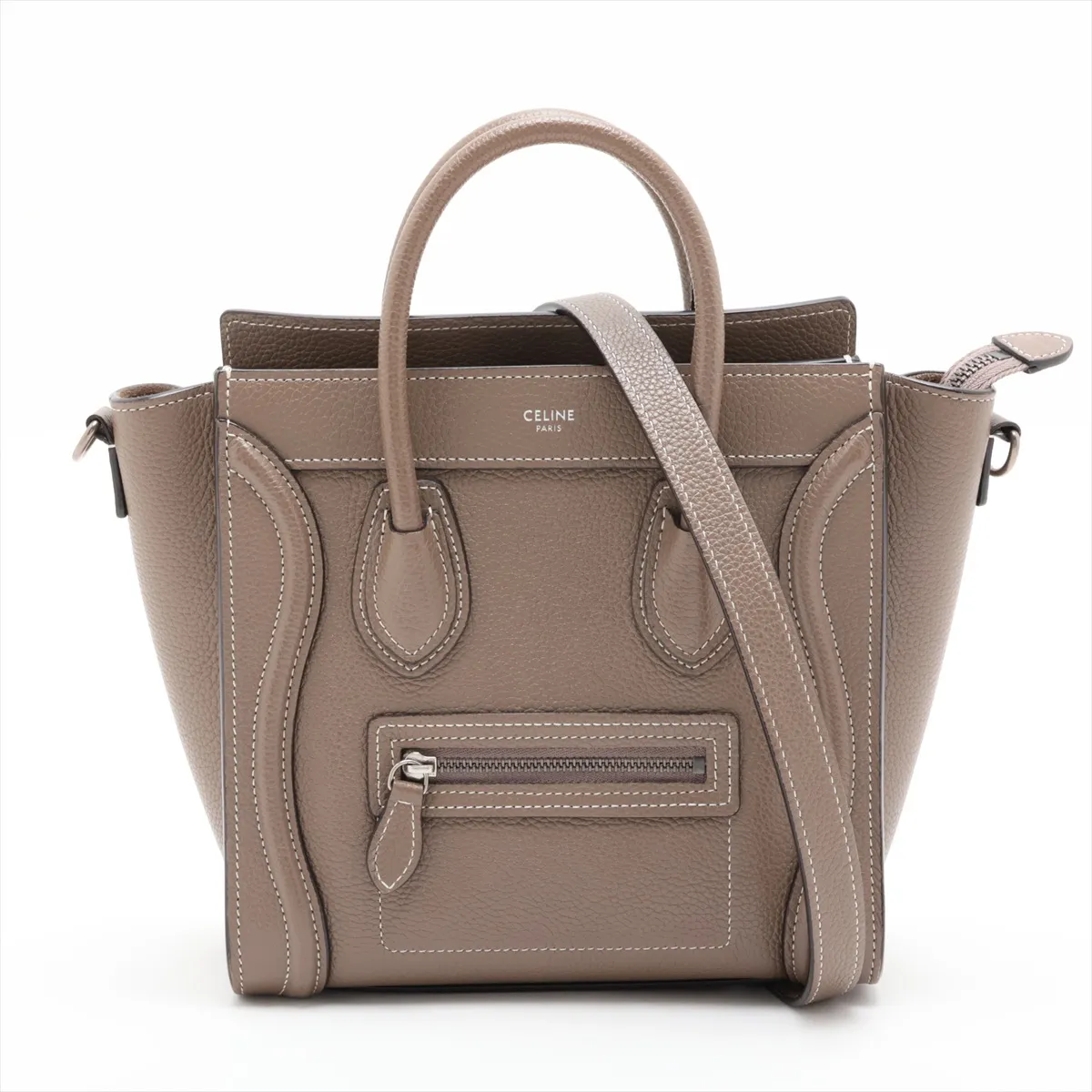 Luggage Nano Shopper Leather 2-Way Handbag, Greige