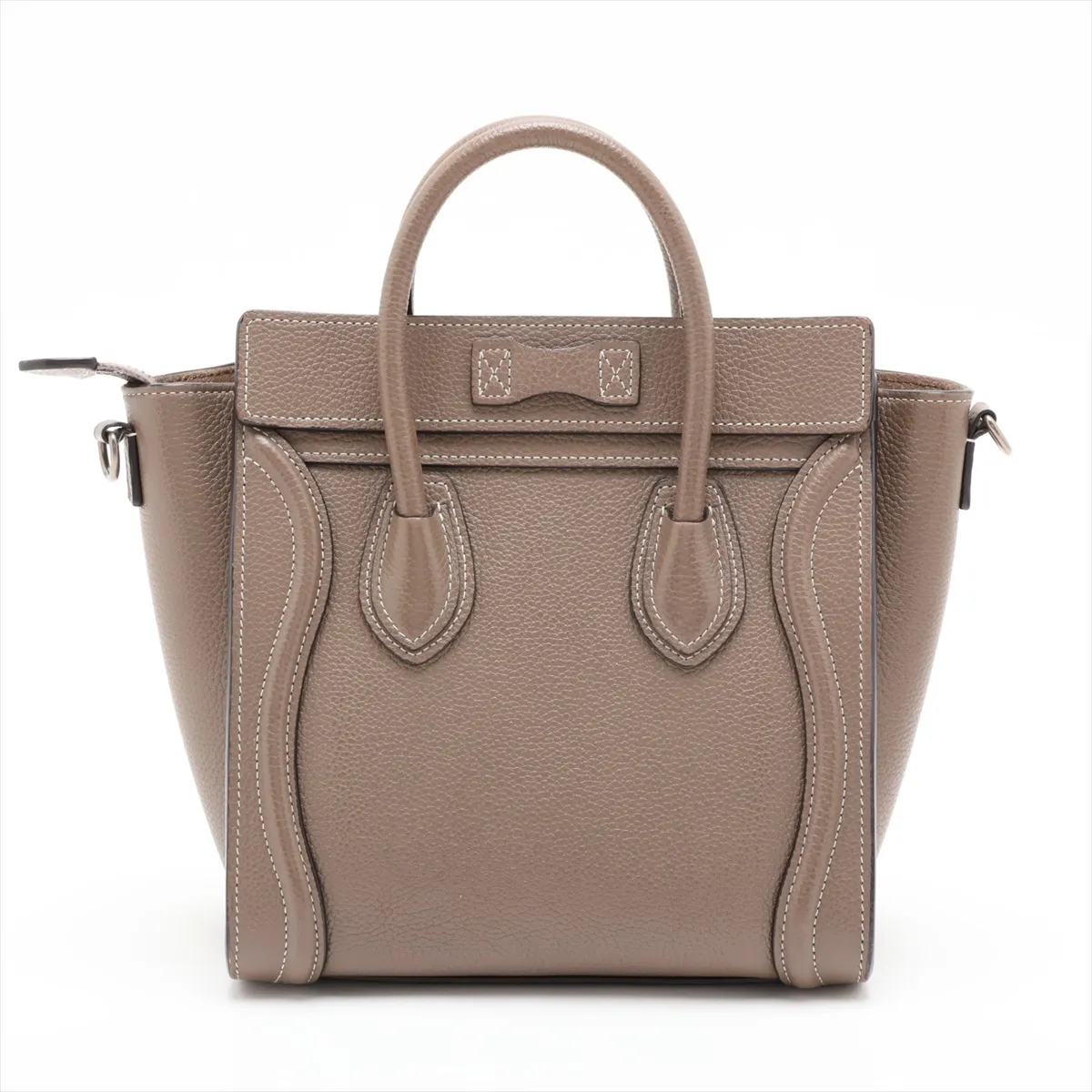 Luggage Nano Shopper Leather 2-Way Handbag, Greige — view 2