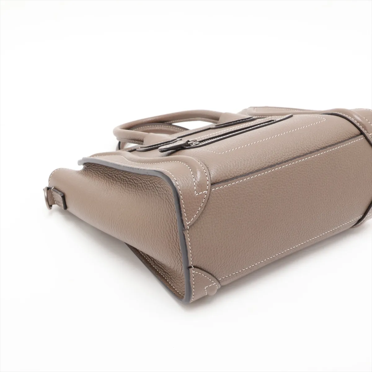 Luggage Nano Shopper Leather 2-Way Handbag, Greige — view 4