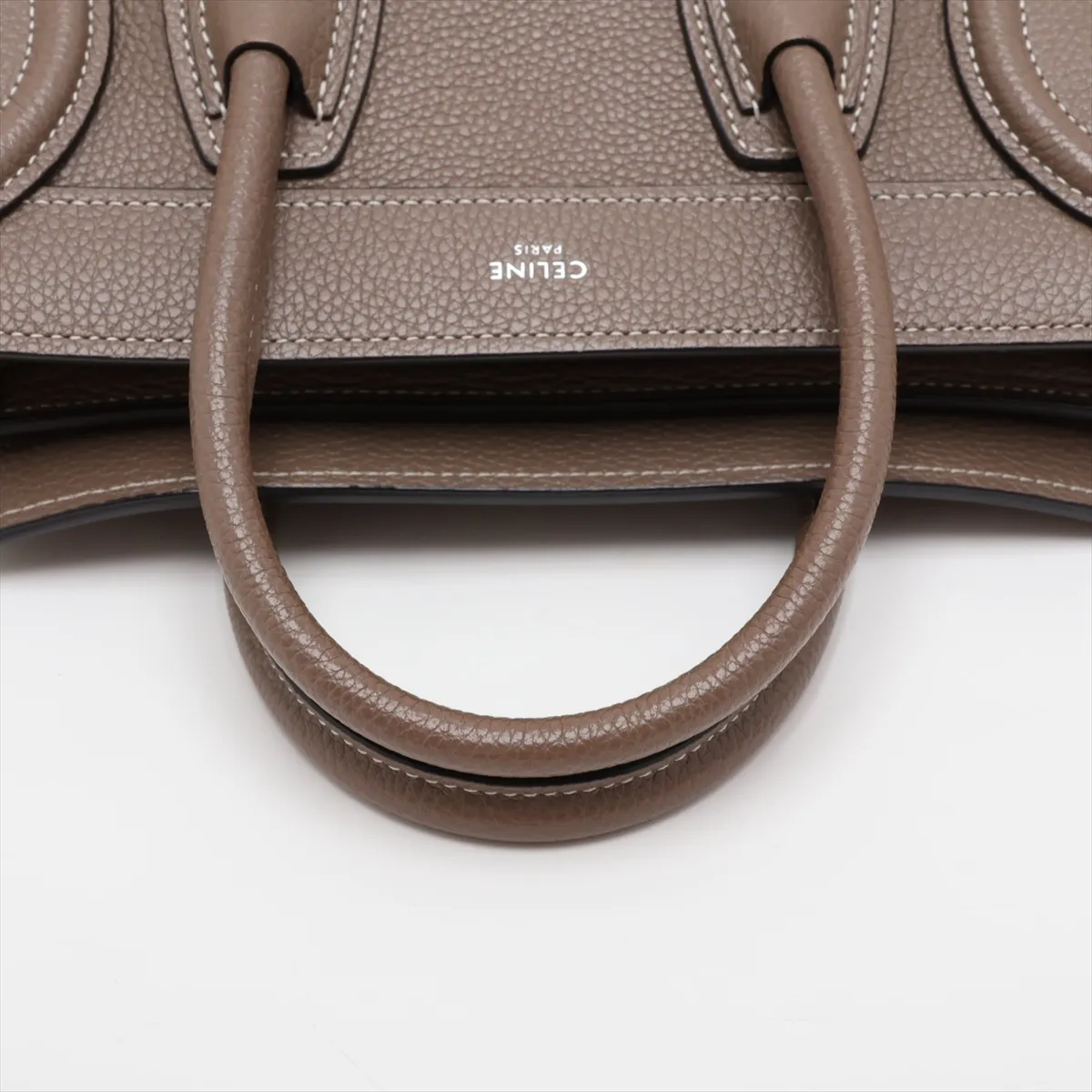 Luggage Nano Shopper Leather 2-Way Handbag, Greige — view 5