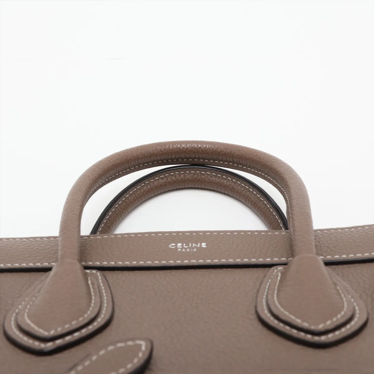 Luggage Nano Shopper Leather 2-Way Handbag, Greige — view 6