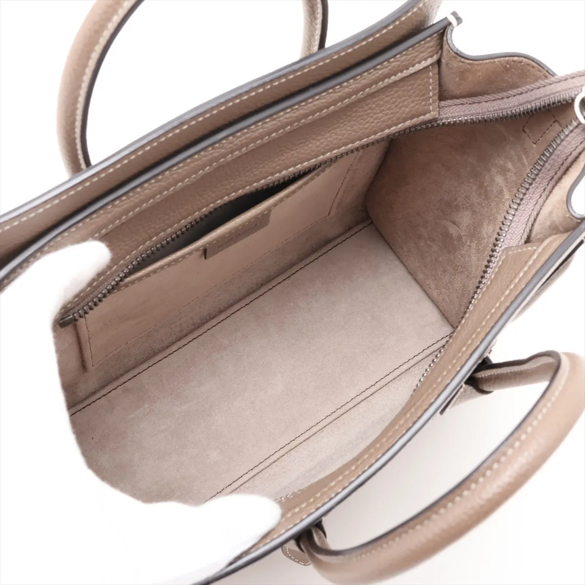 Luggage Nano Shopper Leather 2-Way Handbag, Greige — view 8