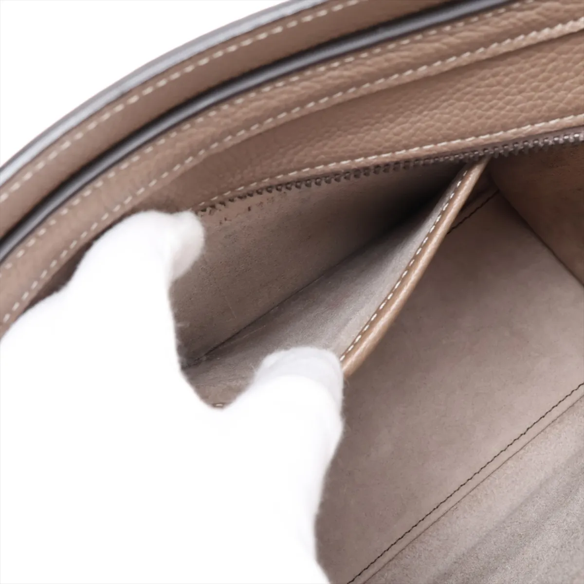 Luggage Nano Shopper Leather 2-Way Handbag, Greige — view 9