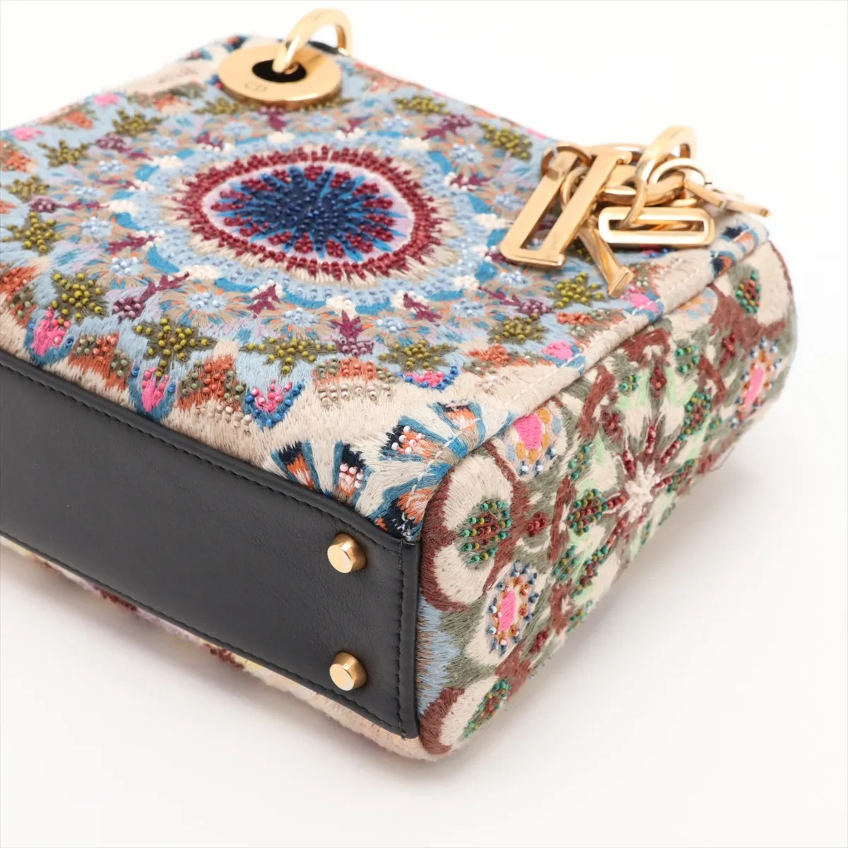 Lady Dior Mini Leather x Beads x Embroidery 2-Way Handbag Multicolor — view 3