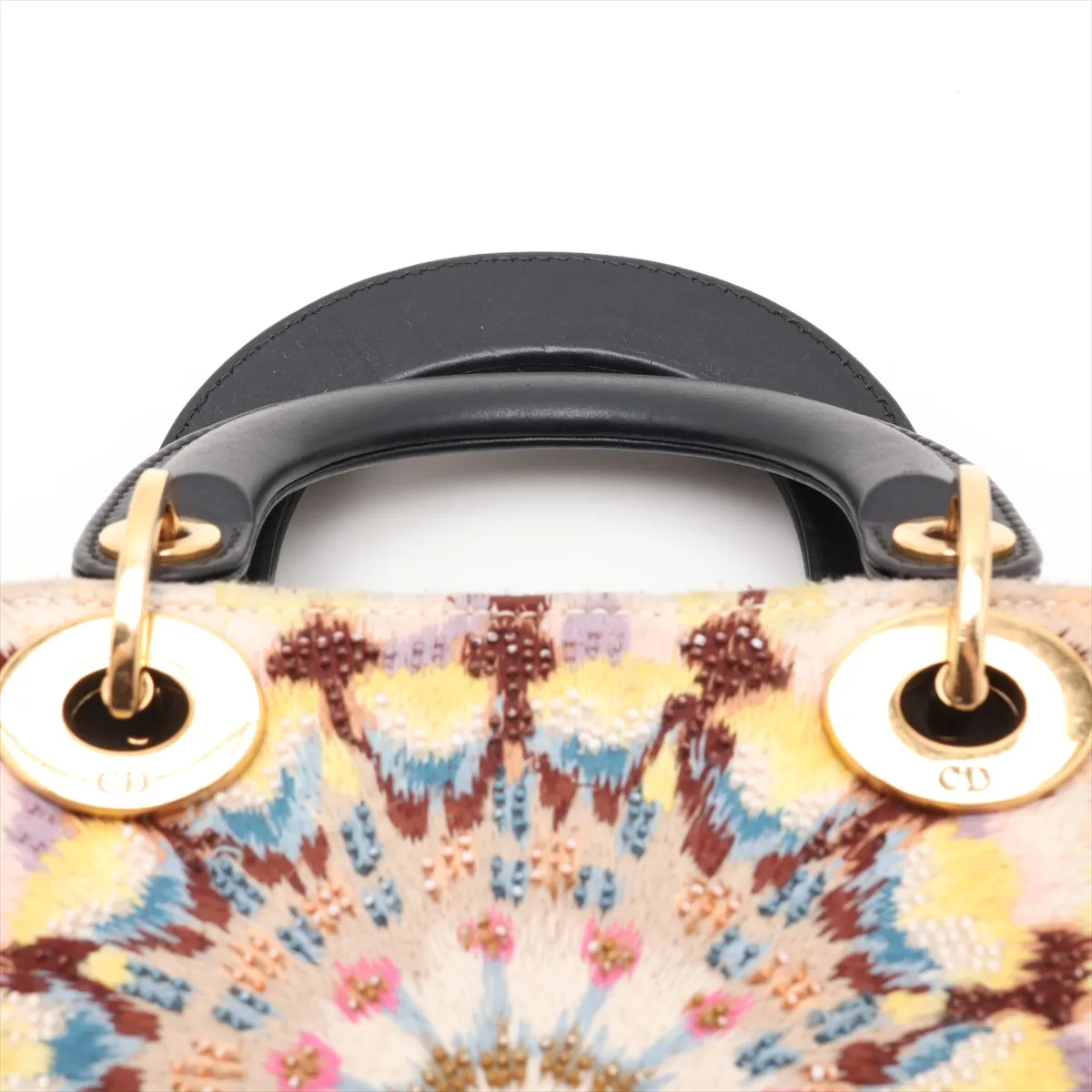 Lady Dior Mini Leather x Beads x Embroidery 2-Way Handbag Multicolor — view 6
