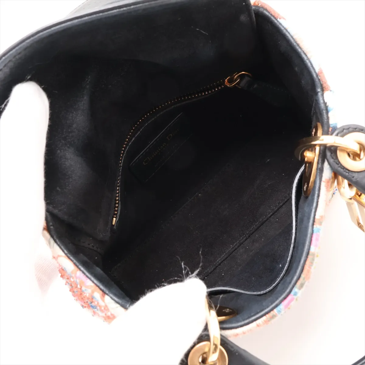 Lady Dior Mini Leather x Beads x Embroidery 2-Way Handbag Multicolor — view 8