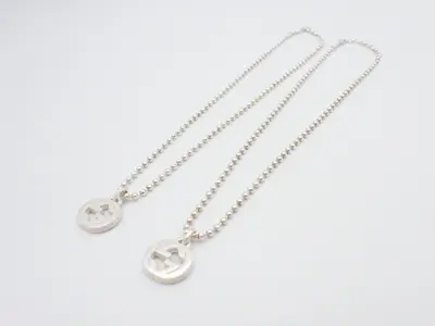Ag925/16.4g Necklace, Pair, Ball Chain