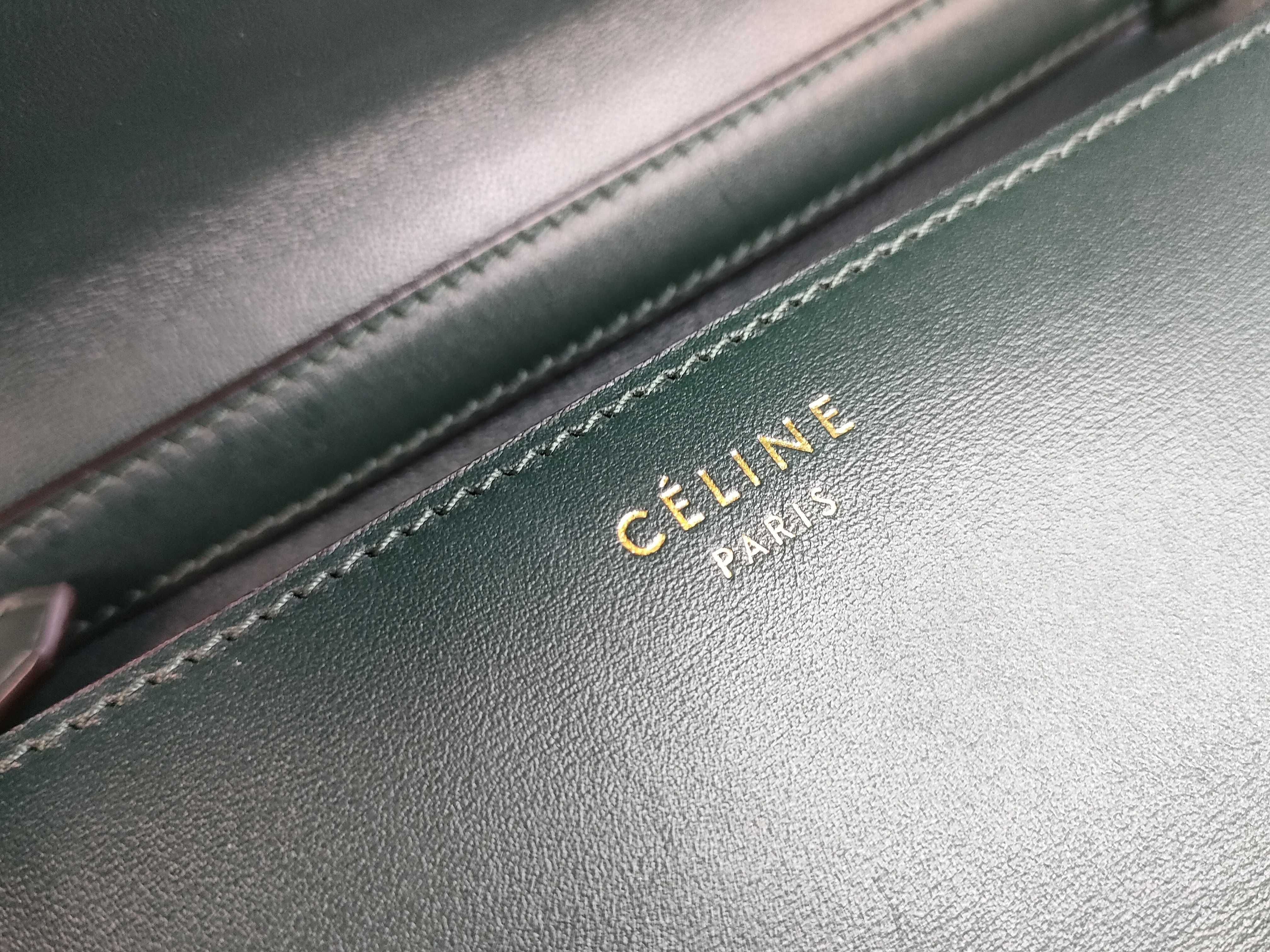 Classic Box Leather Shoulder Bag, Green — view 13