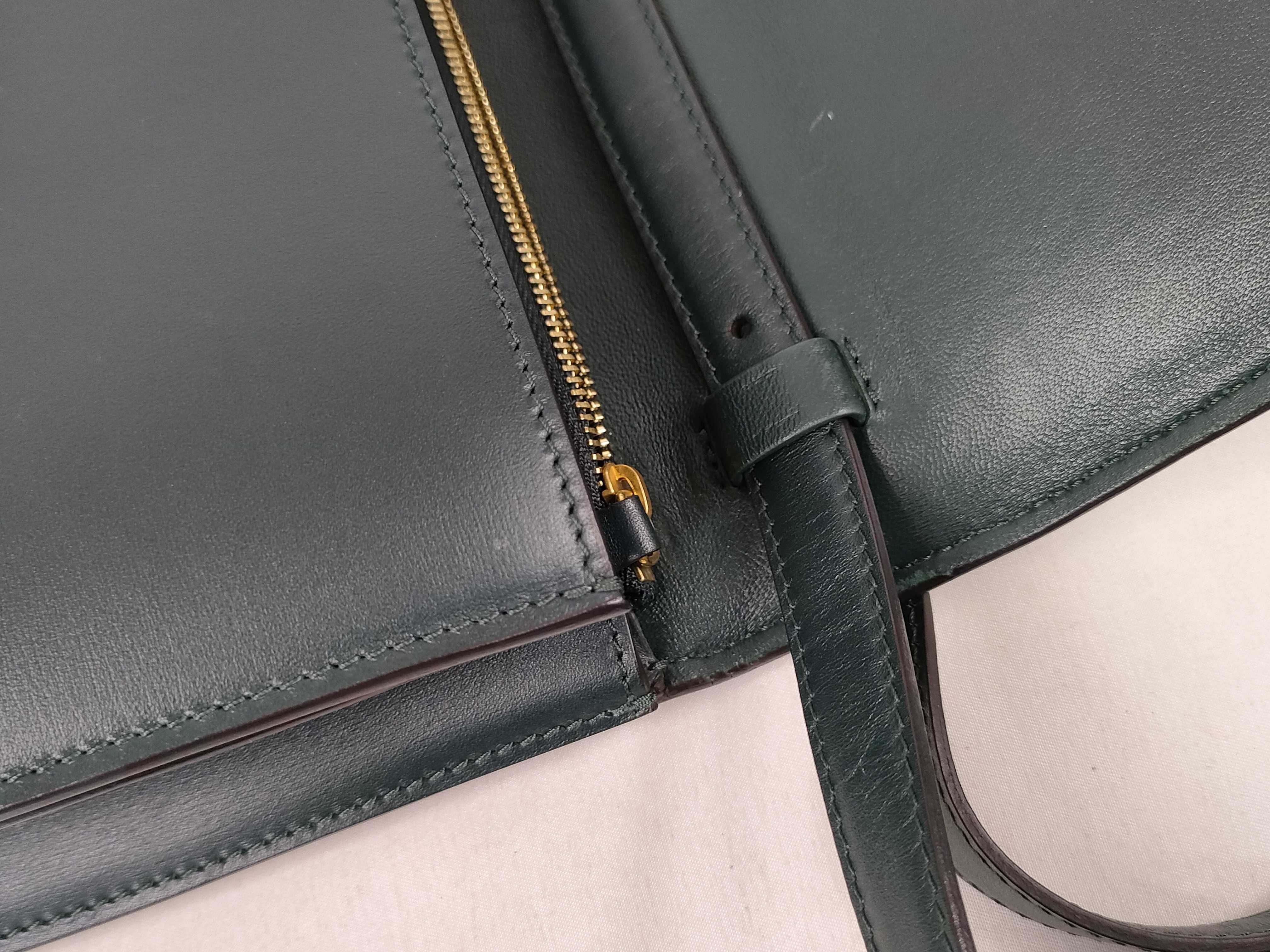 Classic Box Leather Shoulder Bag, Green — view 5
