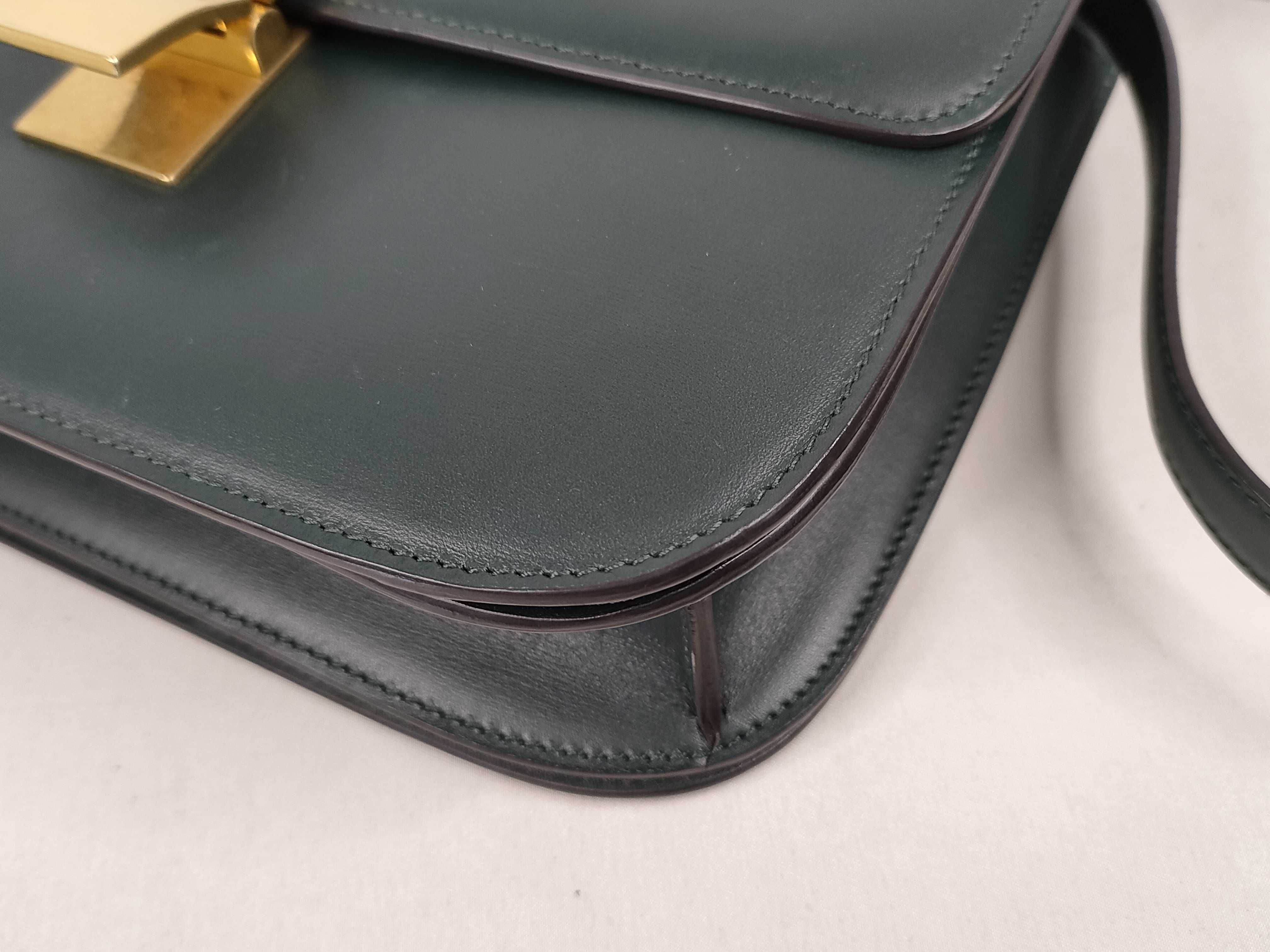 Classic Box Leather Shoulder Bag, Green — view 6
