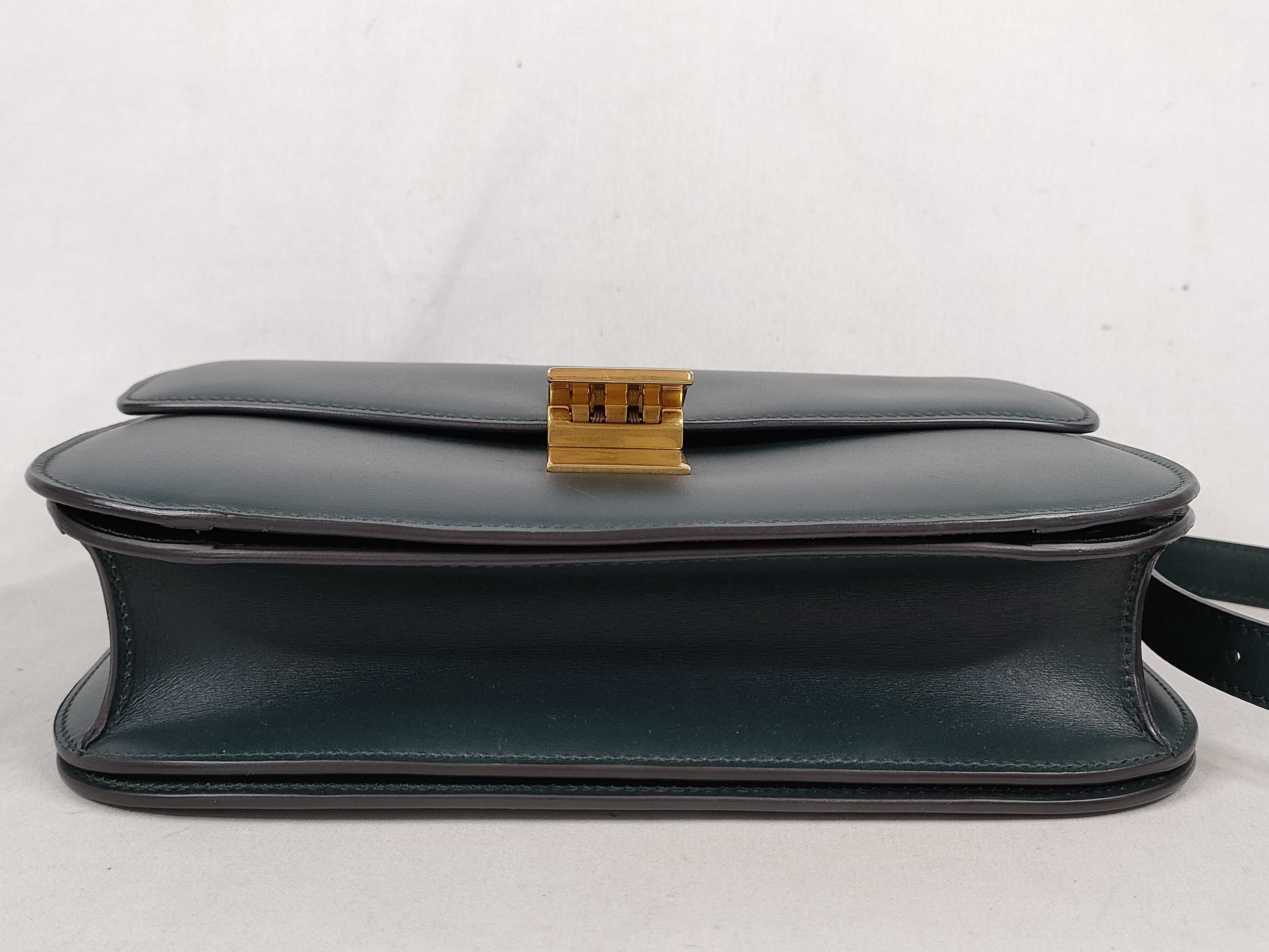 Classic Box Leather Shoulder Bag, Green — view 7