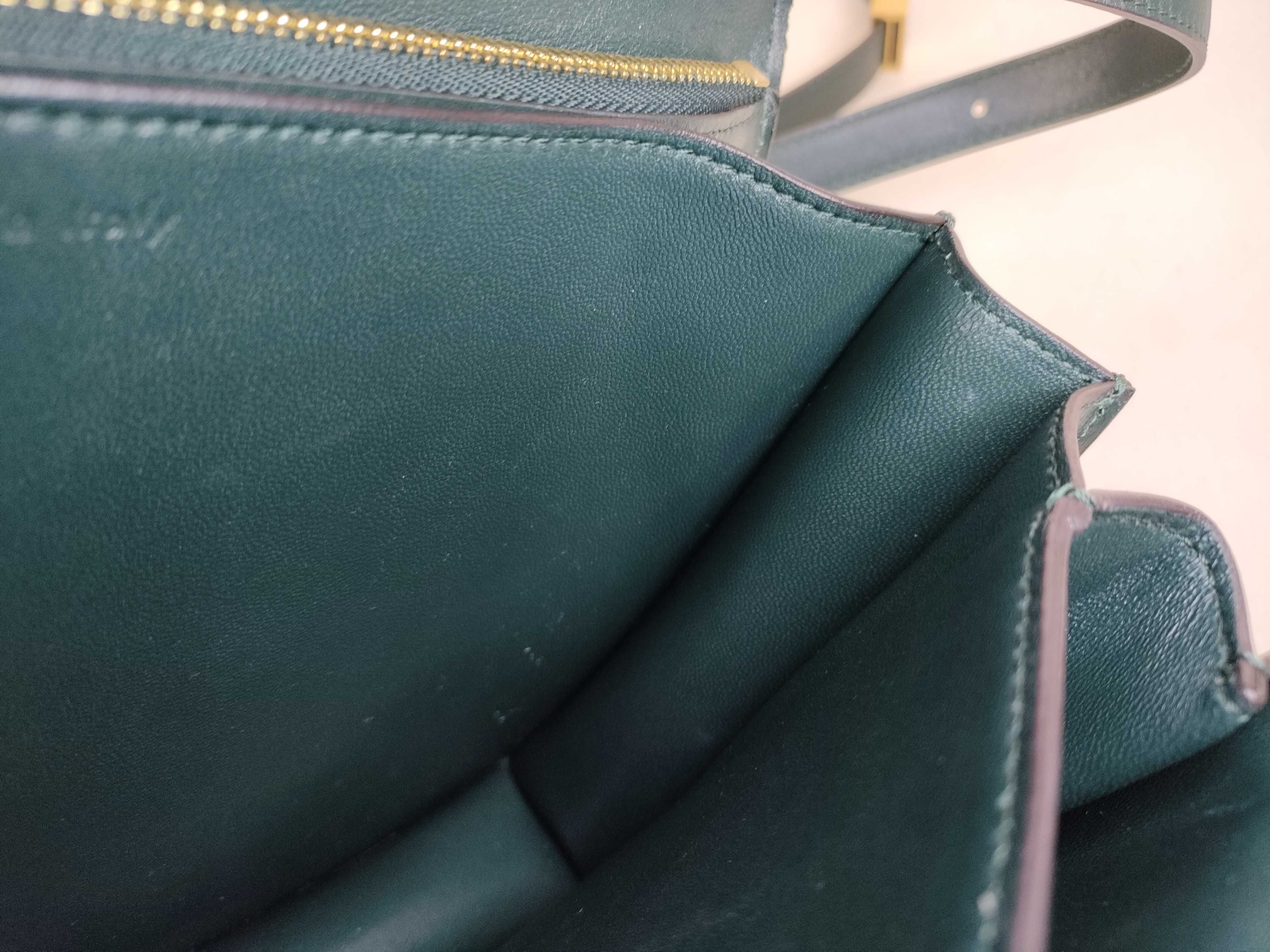 Classic Box Leather Shoulder Bag, Green — view 10