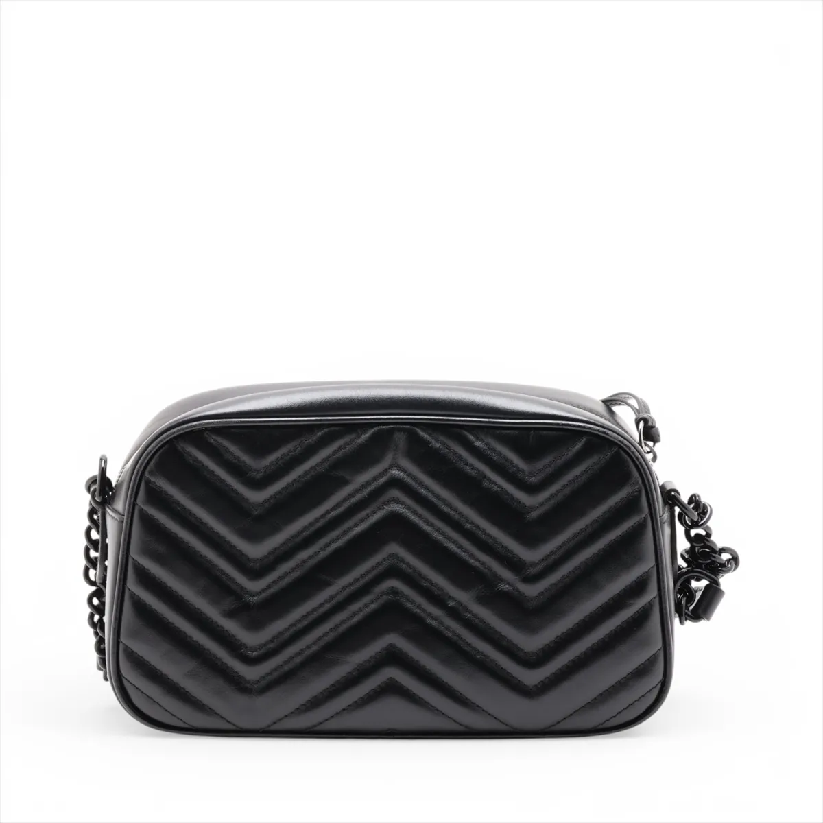 GG Marmont Leather Chain Shoulder Bag, Black, 447632 — view 2