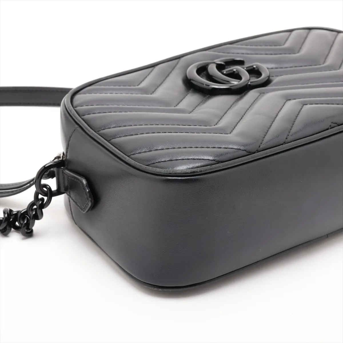 GG Marmont Leather Chain Shoulder Bag, Black, 447632 — view 4
