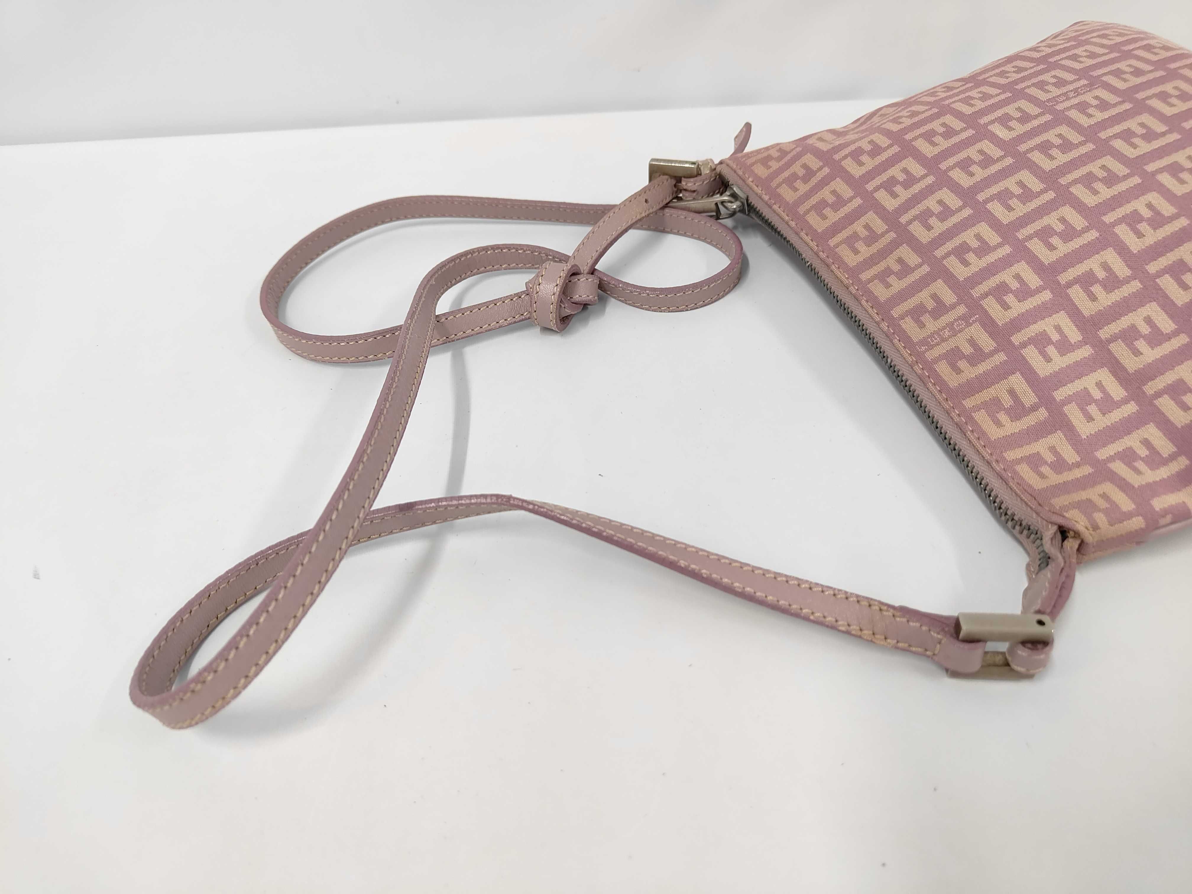 Zucchino Shoulder Bag, Canvas and Leather, Pink Shoulder Bag — view 5