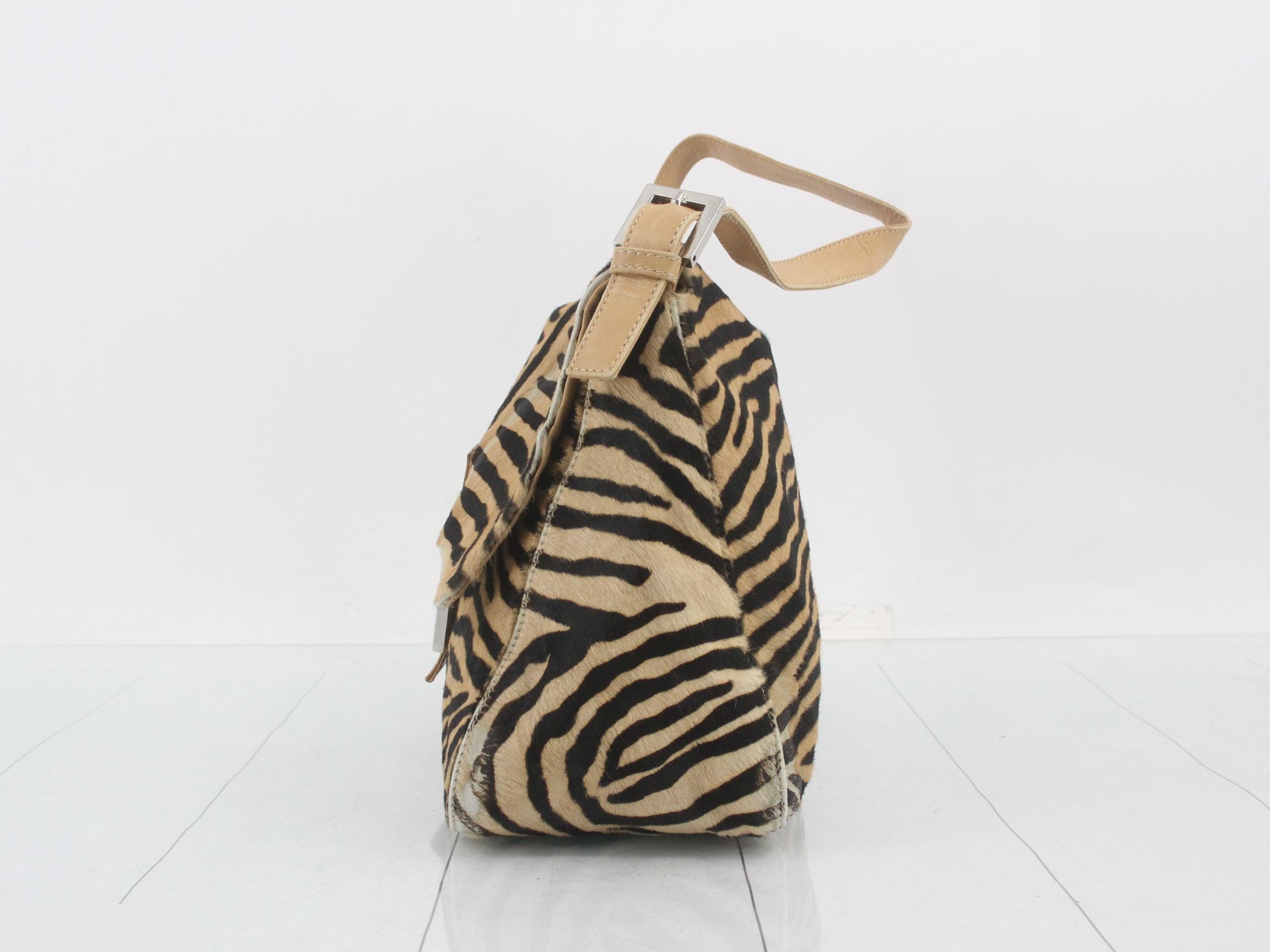 Mamma Bucket Zebra Haircalf Brown x Black Silver Hardware 28 x 22 x 12 cm — view 3