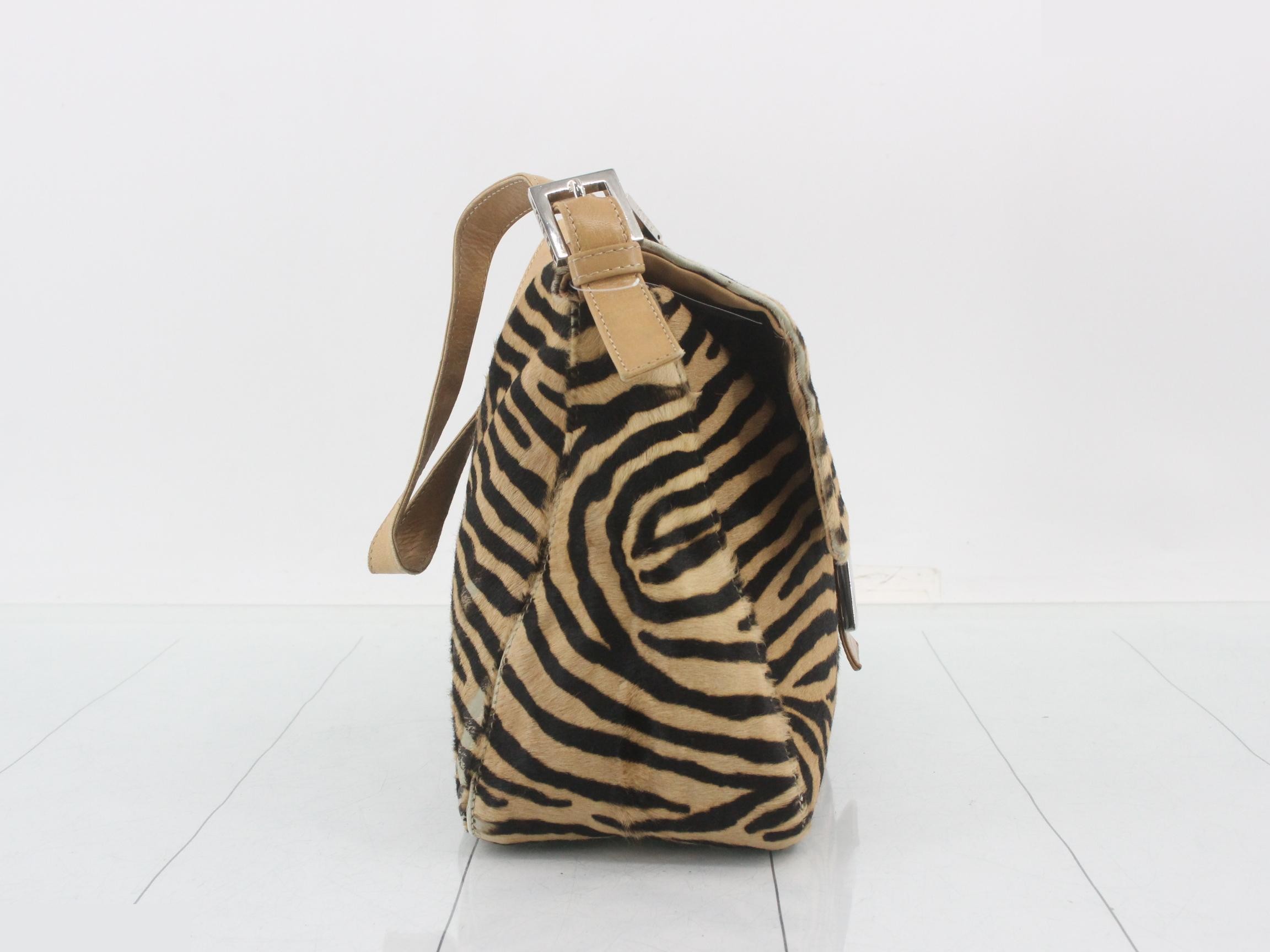 Mamma Bucket Zebra Haircalf Brown x Black Silver Hardware 28 x 22 x 12 cm — view 4