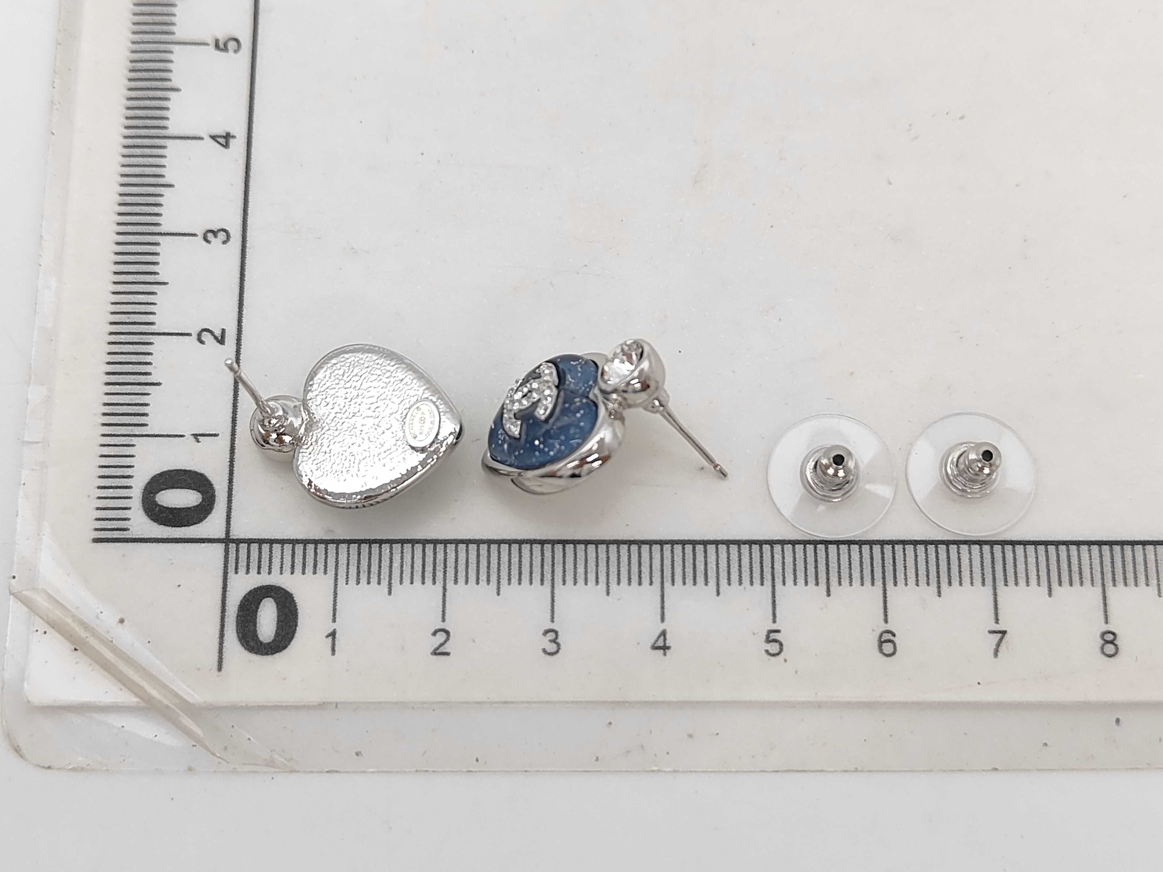 Heart Rhinestone Blue B25P GP Earrings — view 7