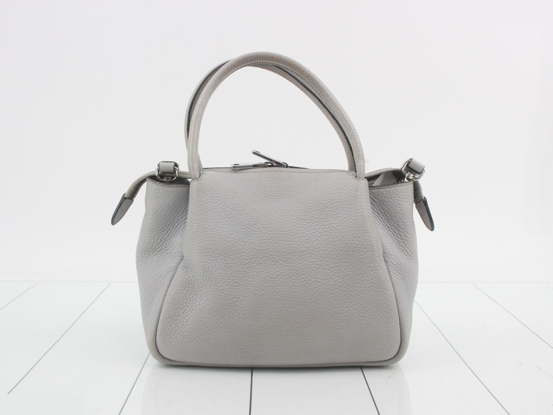 leather shoulder bag, gray — view 2