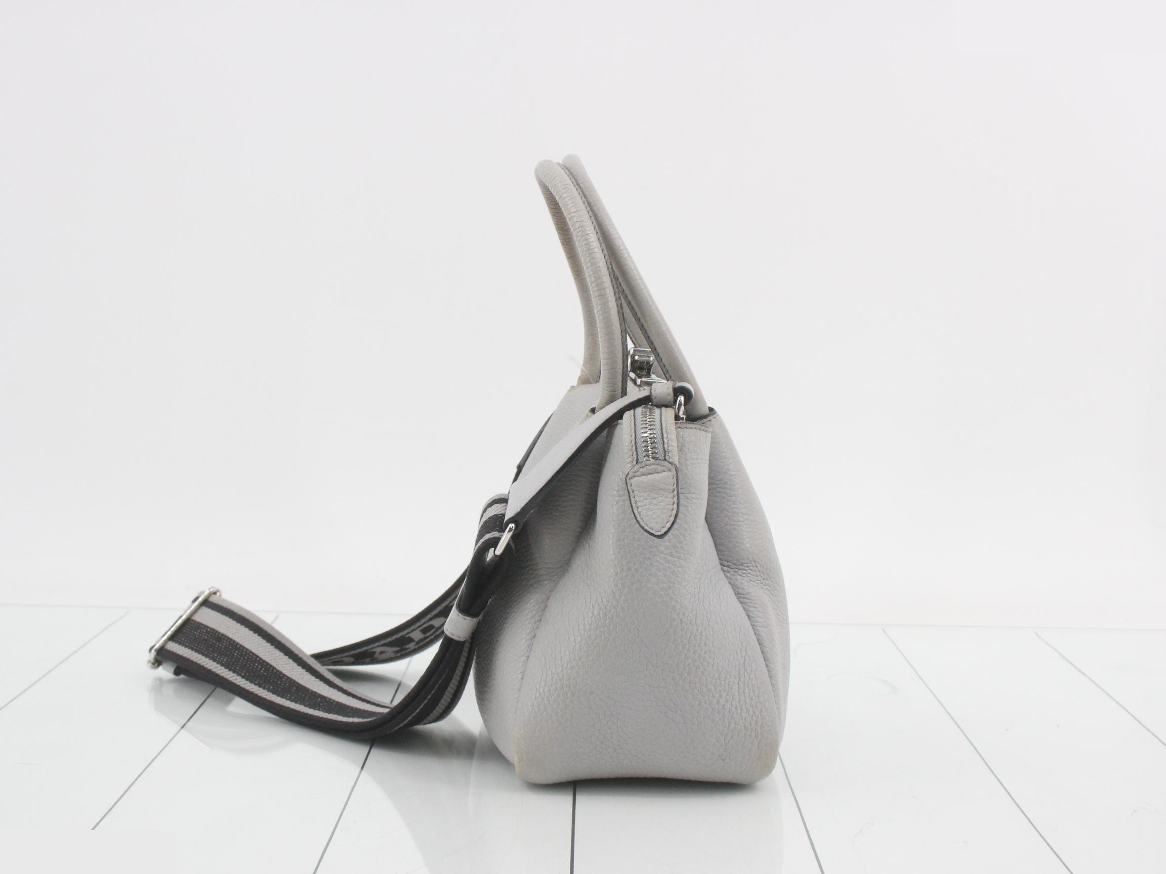leather shoulder bag, gray — view 3