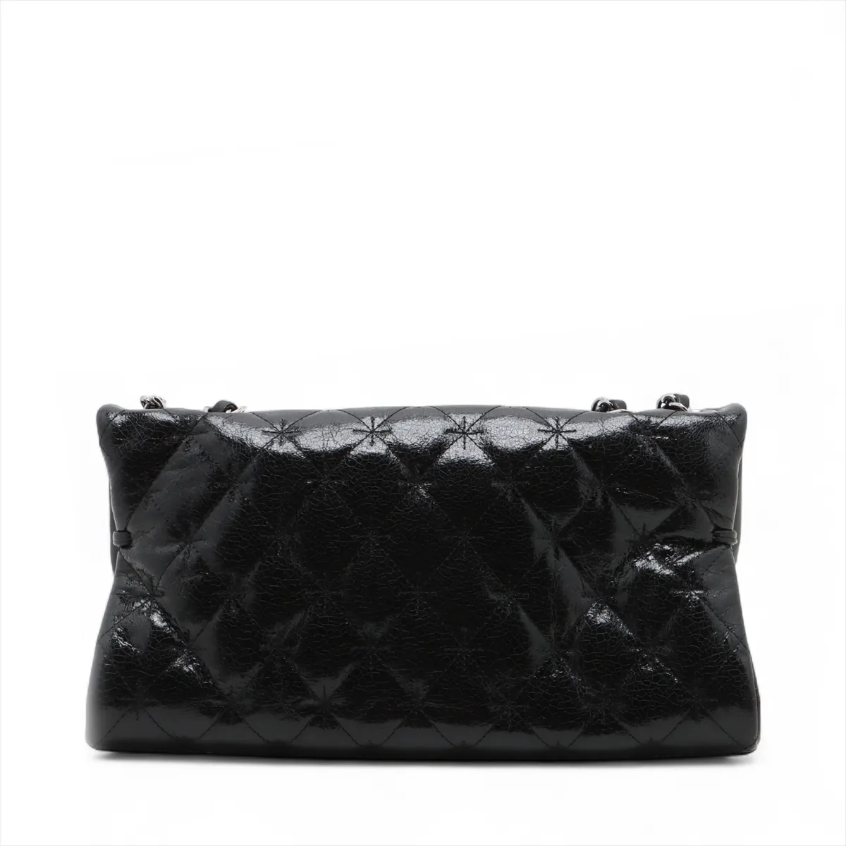 Matelassé 2.55 Coated Leather Single Flap Double Chain Bag, Black, Silver Hardware, 10258509 (Serial Number in the 10s) — view 2