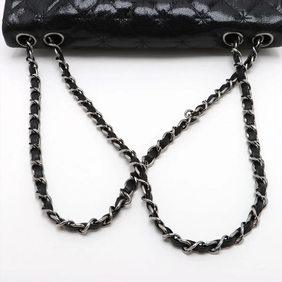 Matelassé 2.55 Coated Leather Single Flap Double Chain Bag, Black, Silver Hardware, 10258509 (Serial Number in the 10s) — view 5