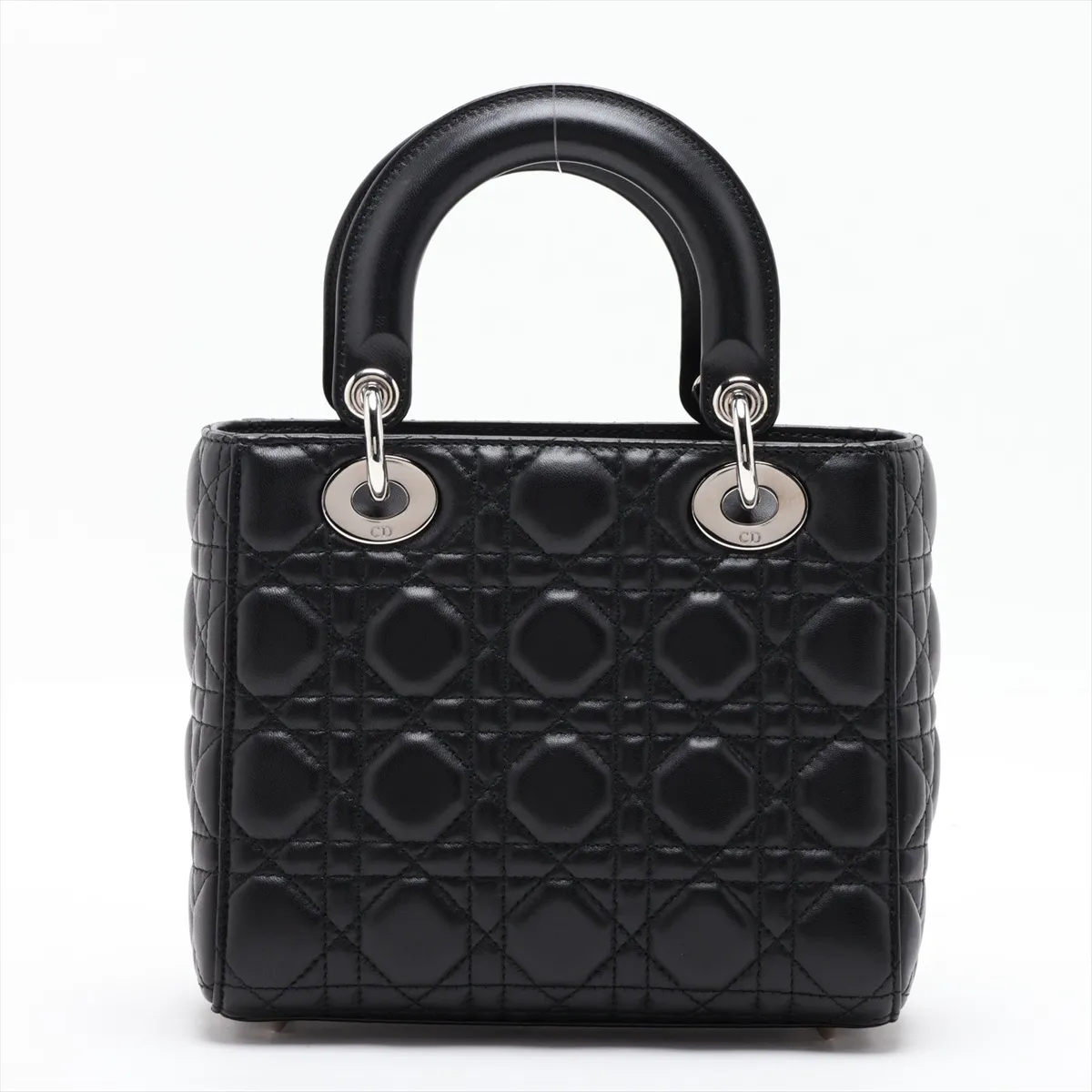Cannage My Lady Dior Leather 2-Way Handbag, Black, with Charm — view 2