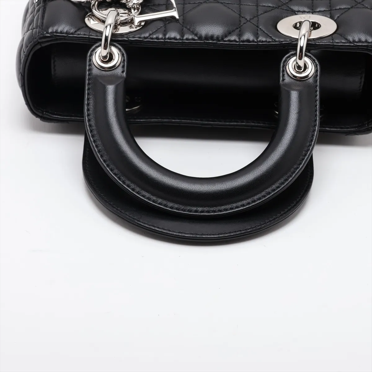 Cannage My Lady Dior Leather 2-Way Handbag, Black, with Charm — view 5