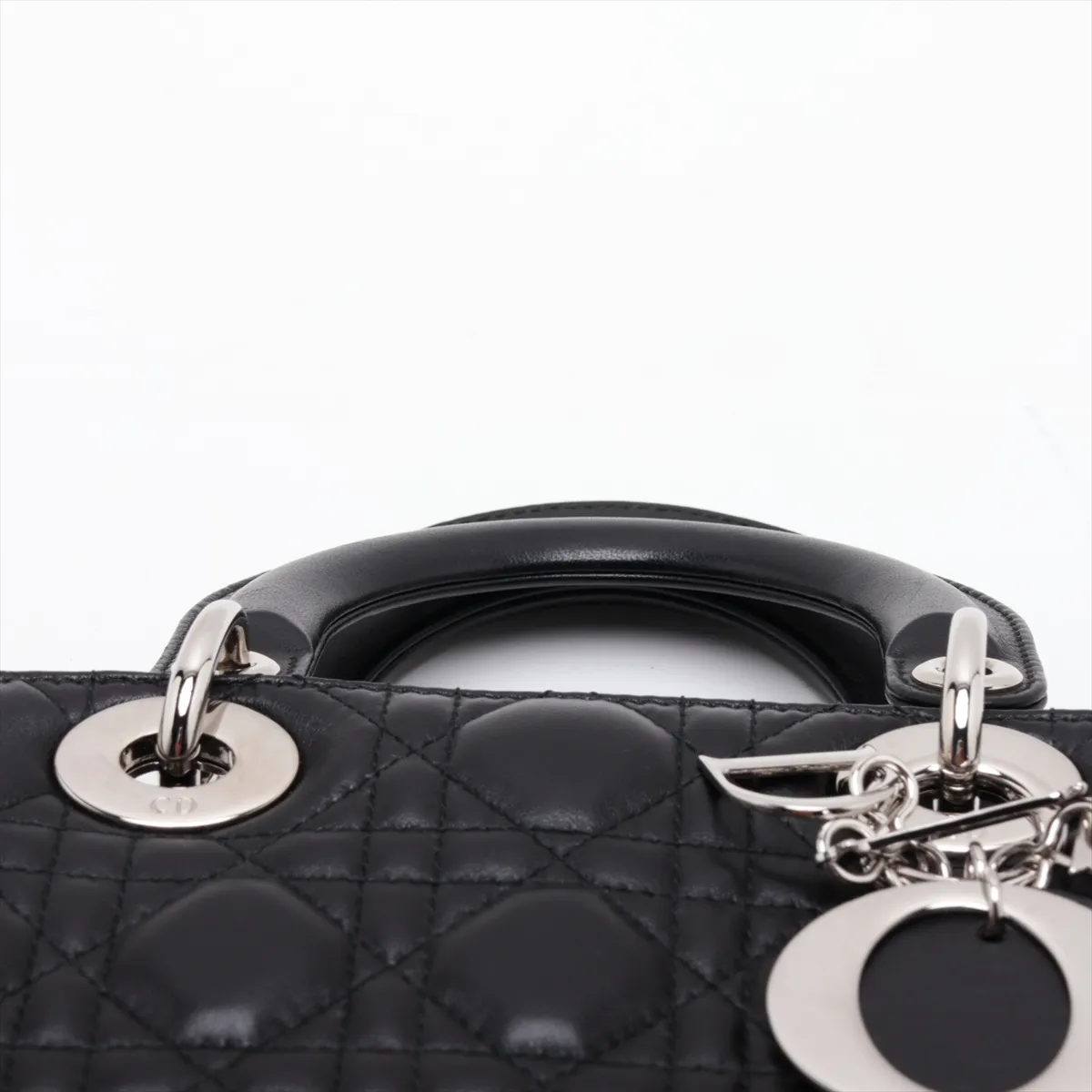 Cannage My Lady Dior Leather 2-Way Handbag, Black, with Charm — view 6