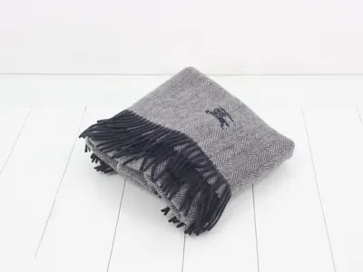 Unused Burberry Nova Check lap blanket/shawl, gray.