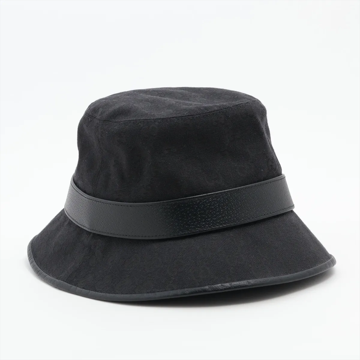 576587 GG Canvas Hat, Size L, Cotton x Polyester x Nylon, Black. Shows signs of wear, — view 2
